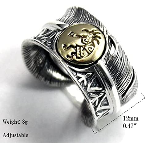 Sterling Silver Kokopelli Feather Hawk Wings Adjustable Open Rings for Women - Boho Chic Jewelry for Everyday Wear, Gift Giving & Spiritual Healing