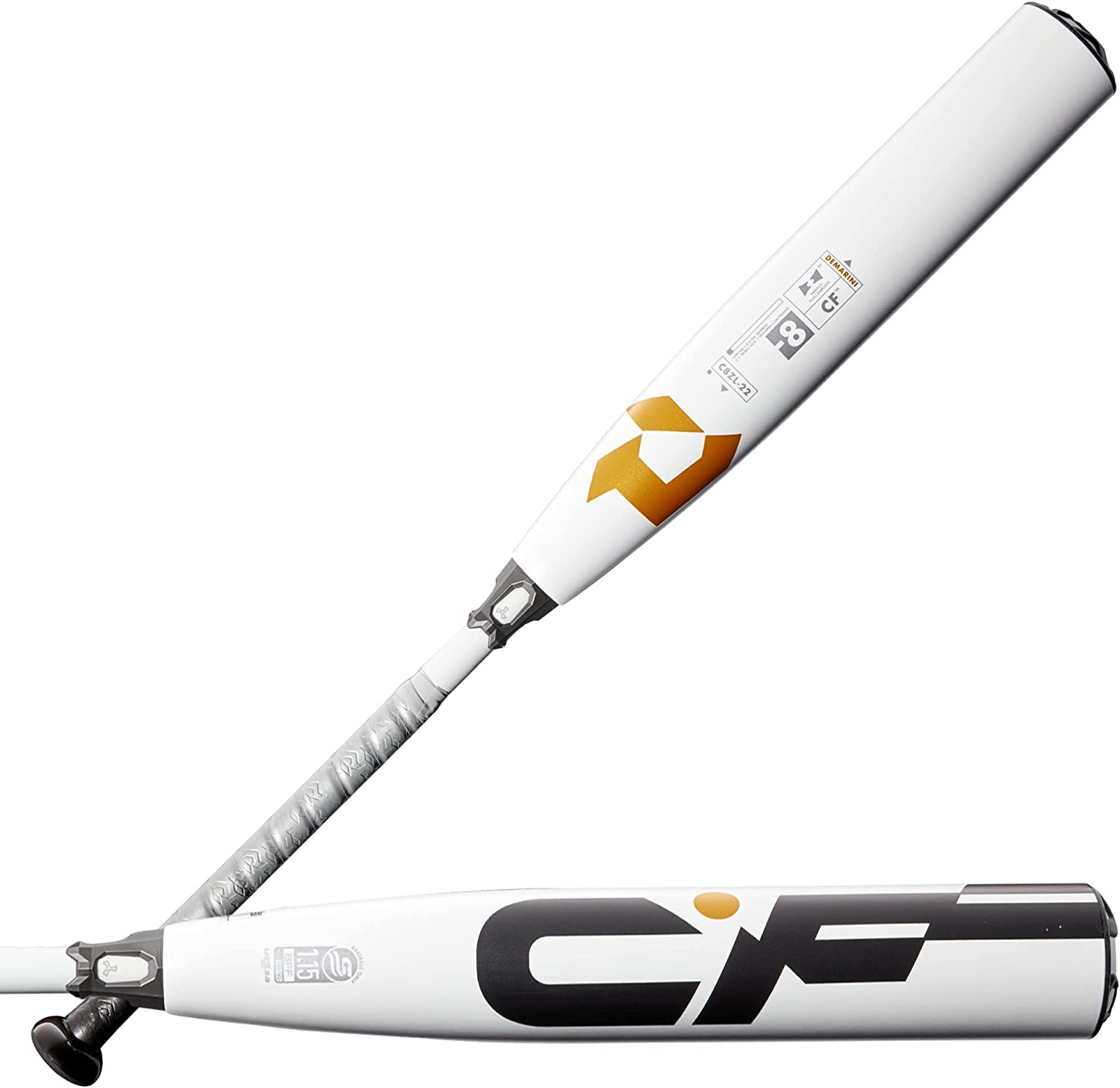 2022 DeMarini CF USSSA Youth Baseball Bat - 2-Piece Composite Design in White/Gold - Perfect for Little League & Youth Tournaments