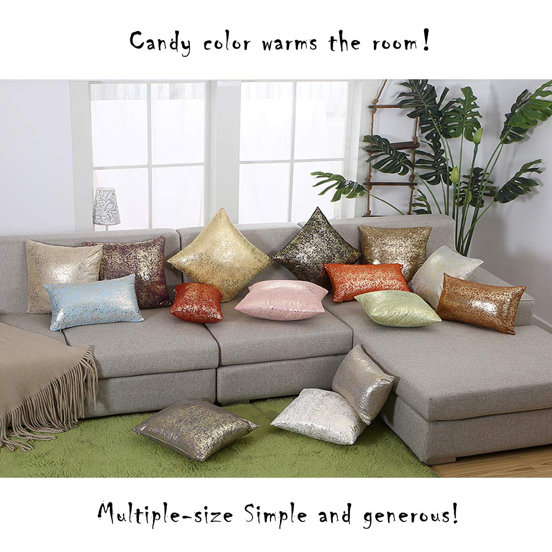 Xinrjojo Set of 2 Decorative Throw Pillow Covers 12x20 Inch - Invisible Zipper Sofa Cushion Cases for Living Room, Bedroom, Car Seat (Bronze-Light Gray) | Home Decor & Comfort Accessories