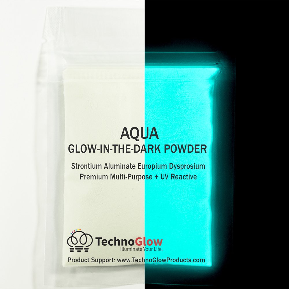 Glow in The Dark Pigment Powder - 2oz Waterproof & Non-Toxic for DIY Crafts, Halloween Decorations, and Nighttime Safety - Aqua Blue Luminous Paint for Art, Nails, and Body Paint