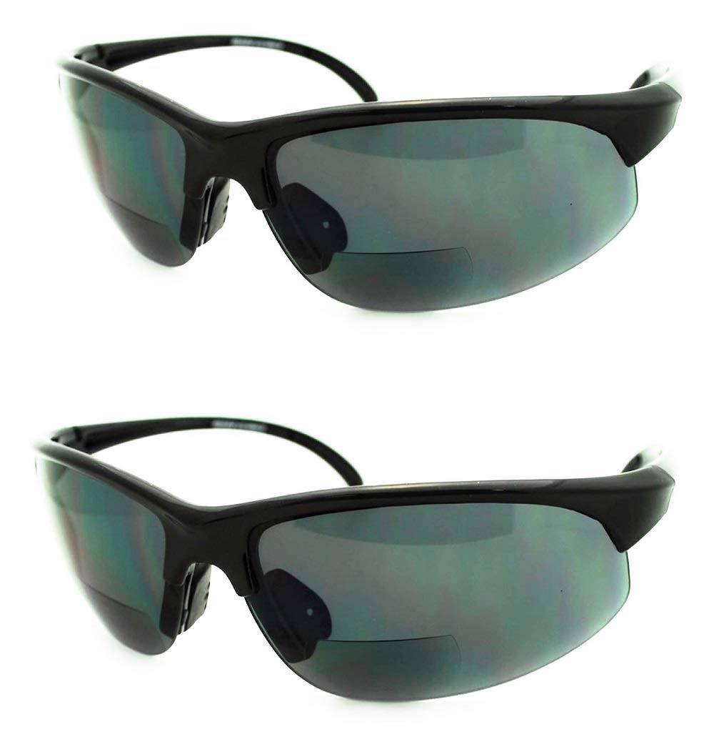 Bifocal Reading Sunglasses for Men & Women - Sport Wrap Half Rim Sunglass Readers with UV Protection - Perfect for Running, Cycling & Outdoor Activities