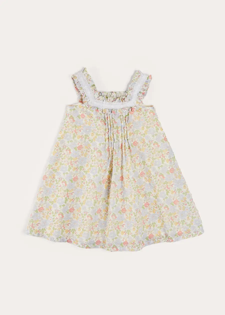 Clara Floral Frill Trim Night Dress for Girls - Soft Cotton Sleepwear in Green (18 Months to 10 Years) | Perfect for Bedtime, Loungewear & Special Occasions