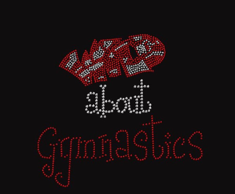 Wild About Gymnastics Rhinestone Iron-On Transfer - Sparkly Gymnastics Decals for Leotards & Apparel - Perfect for Competitions, Practice & Team Spirit