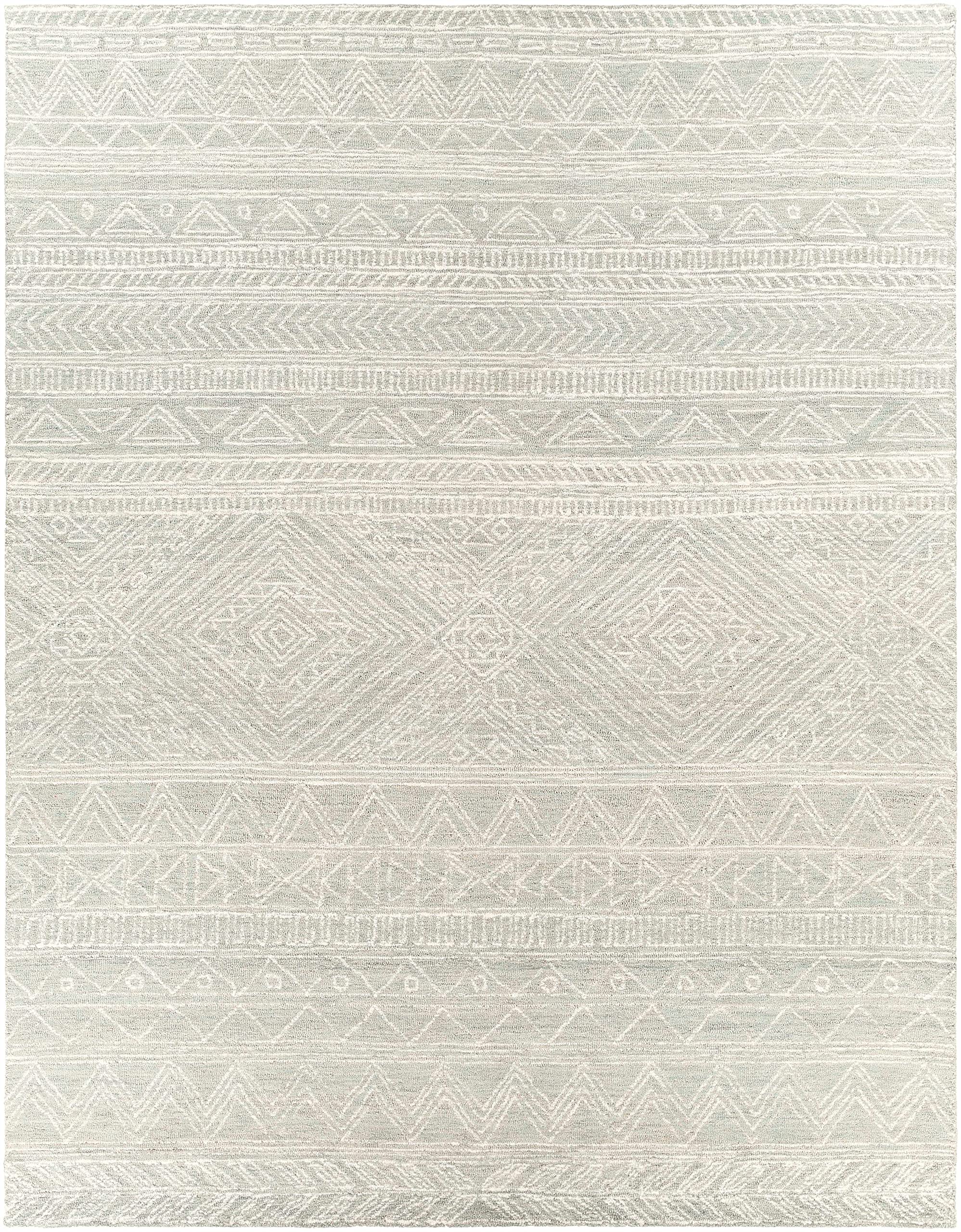 Bohemian Global Style Hauteloom Grahn Wool Area Rug 8' x 10' - Green & Beige Handwoven Rug for Living Room & Bedroom - Soft & Durable Home Decor for Cozy Spaces