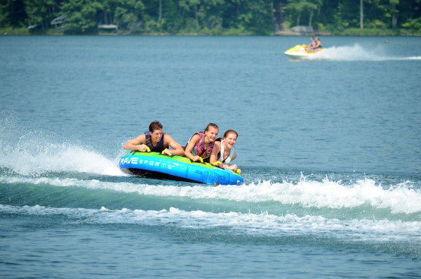Rave Sports The GOAT Towable Tube - 3 Rider Inflatable Water Tube for Boating & Lake Fun - Perfect for Family, Friends & Summer Adventures