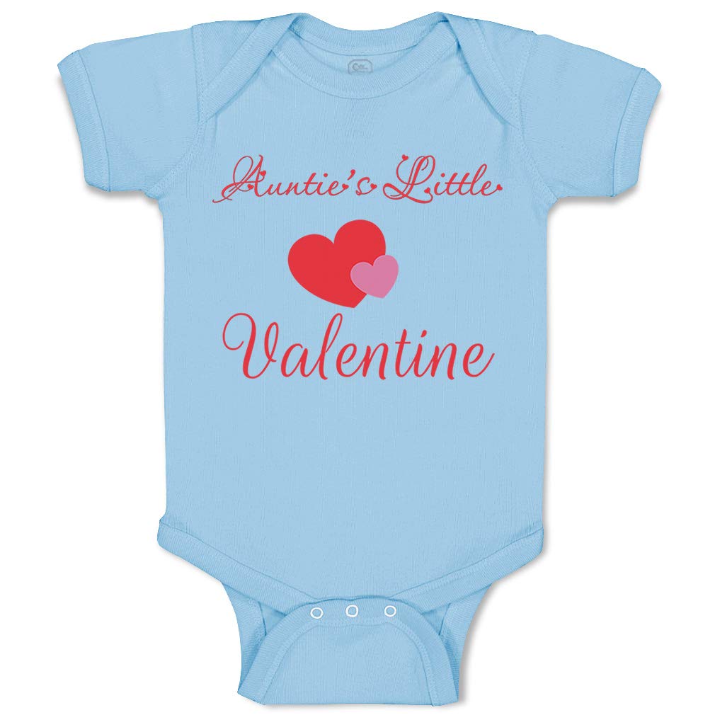 Custom Baby Bodysuit - Auntie's Little Valentine Funny Cotton Onesie for Newborn Boys & Girls | Light Blue Design | Perfect for Valentine's Day, Baby Showers & Photo Shoots