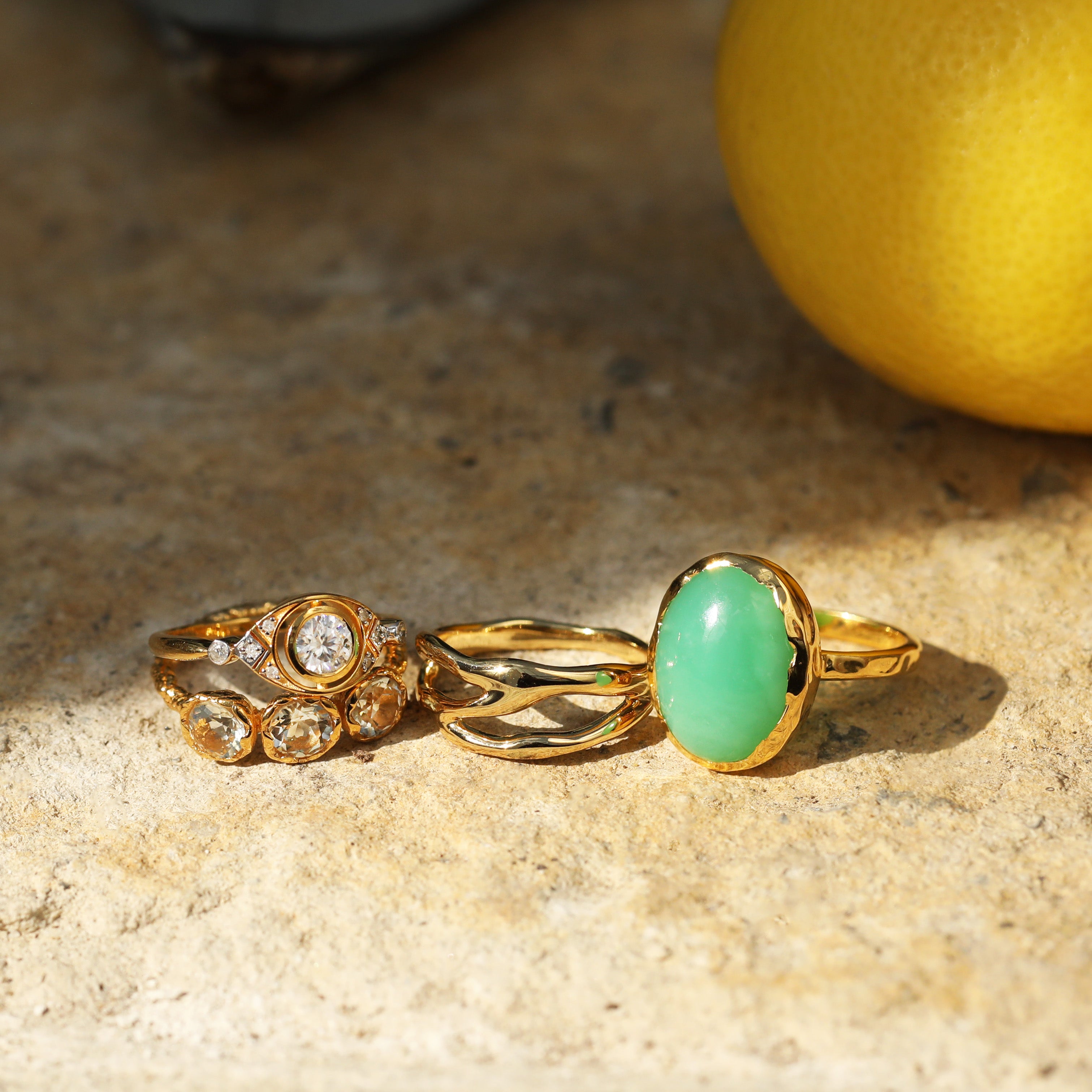 Stunning Chrysoprase Molten Statement Ring for Women – Elegant Green Gemstone Jewelry for Parties, Weddings & Special Occasions