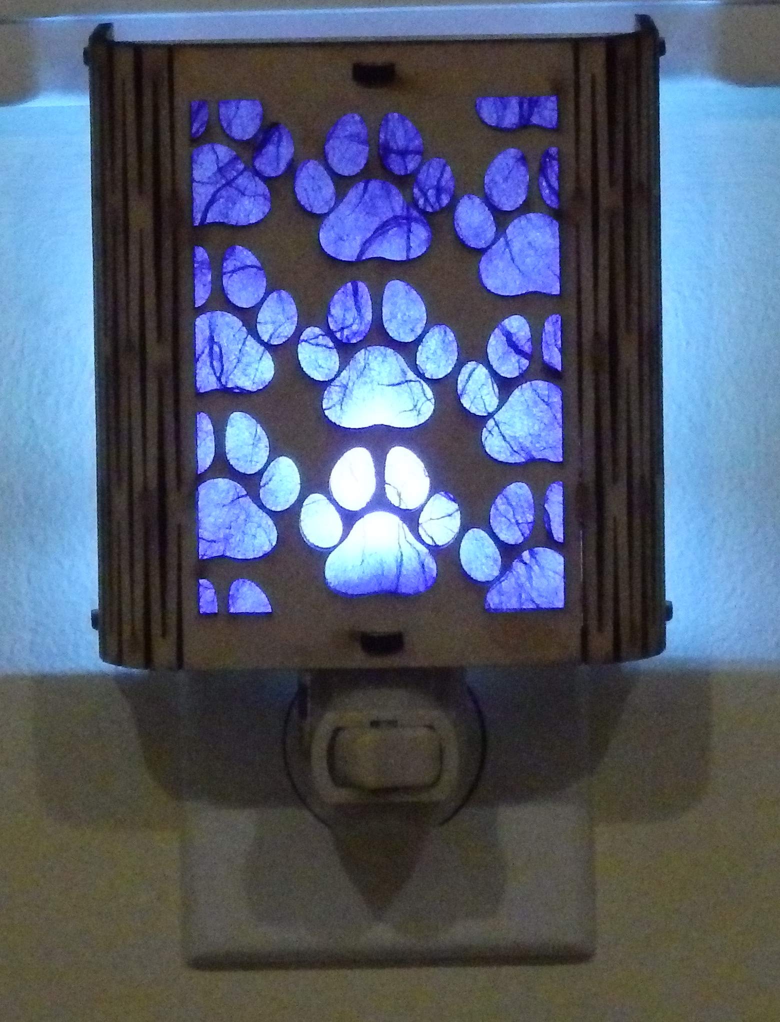 Handcrafted Paw Print Maple Wood Night Light - Made in Vermont USA - Perfect for Bedrooms, Nurseries & Pet Lovers
