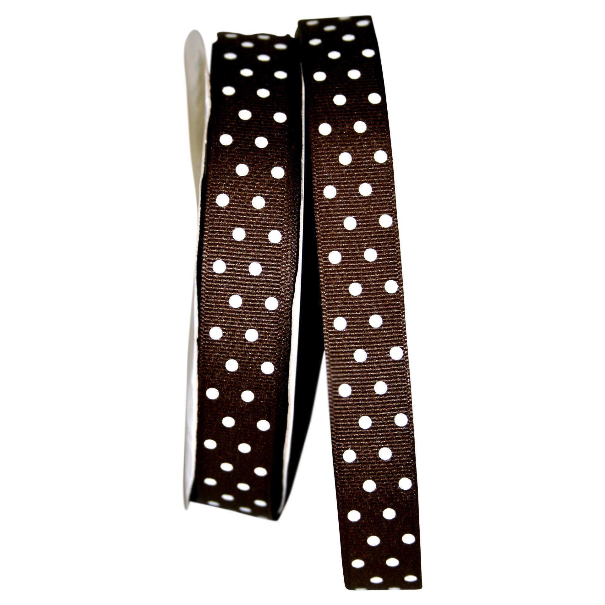 Reliant Ribbon Grosgrain Confetti Dot Ribbon - 7/8 Inch x 50 Yards, Brown - Perfect for Gift Wrapping, DIY Crafts, and Party Decorations