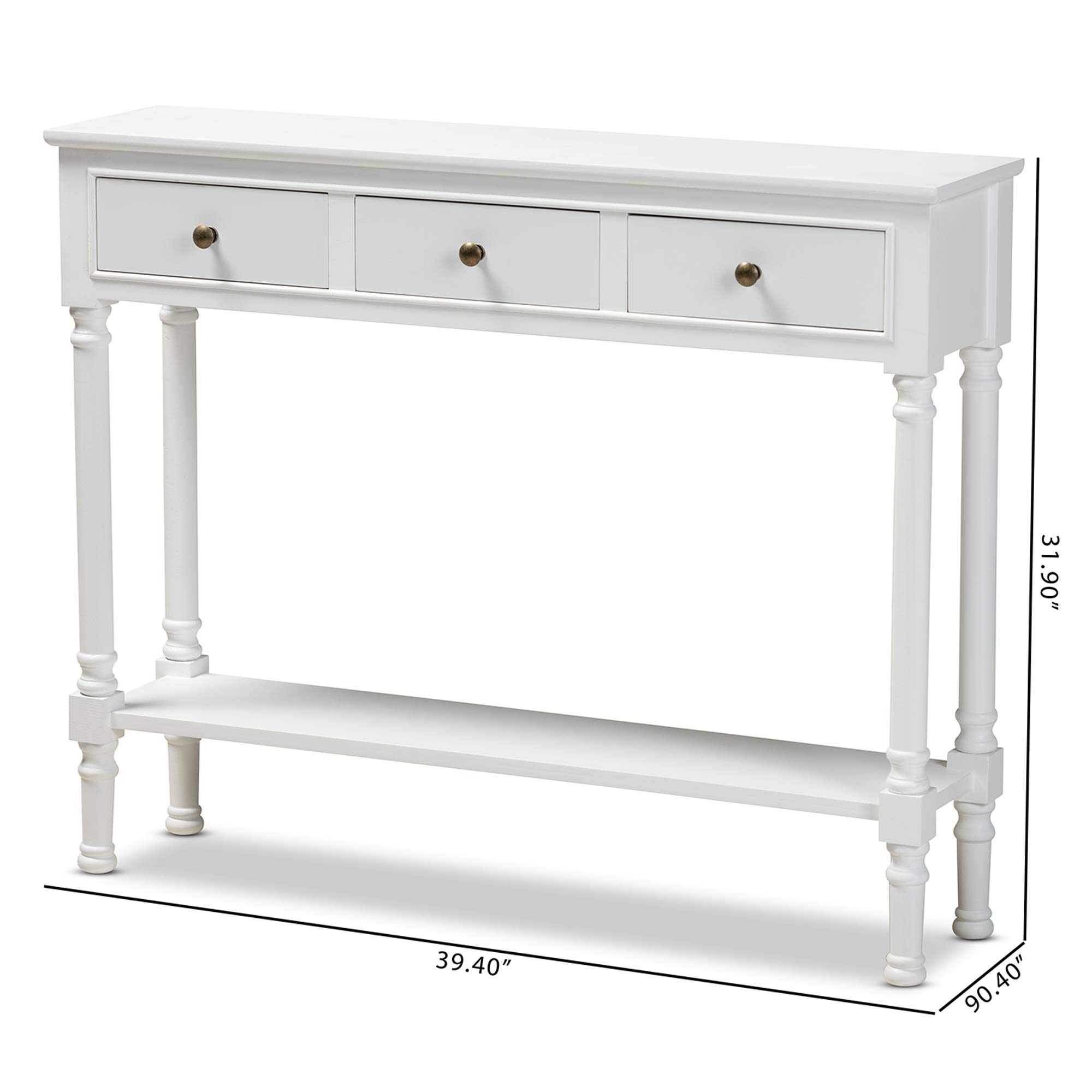 Baxton Studio Modern White Console Table - Entryway Sofa Table, Hallway Accent Furniture for Living Room & Bedroom Decor