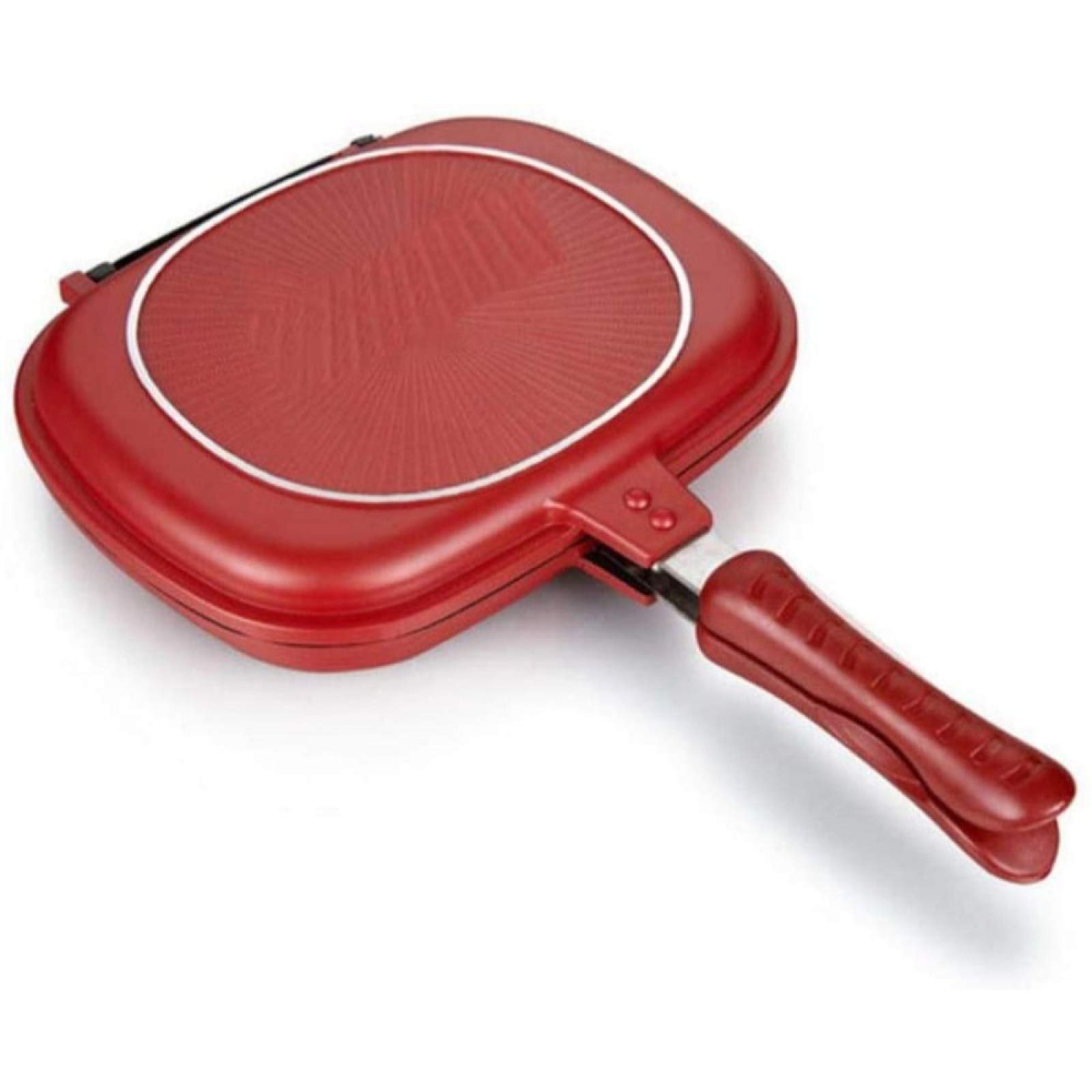 XBSXP 32cm Double Sided Grill Pan - Nonstick Square Skillet for Steak, Eggs & Pancakes - Dual Side Frying & Baking Cookware for Kitchen, BBQ & Camping