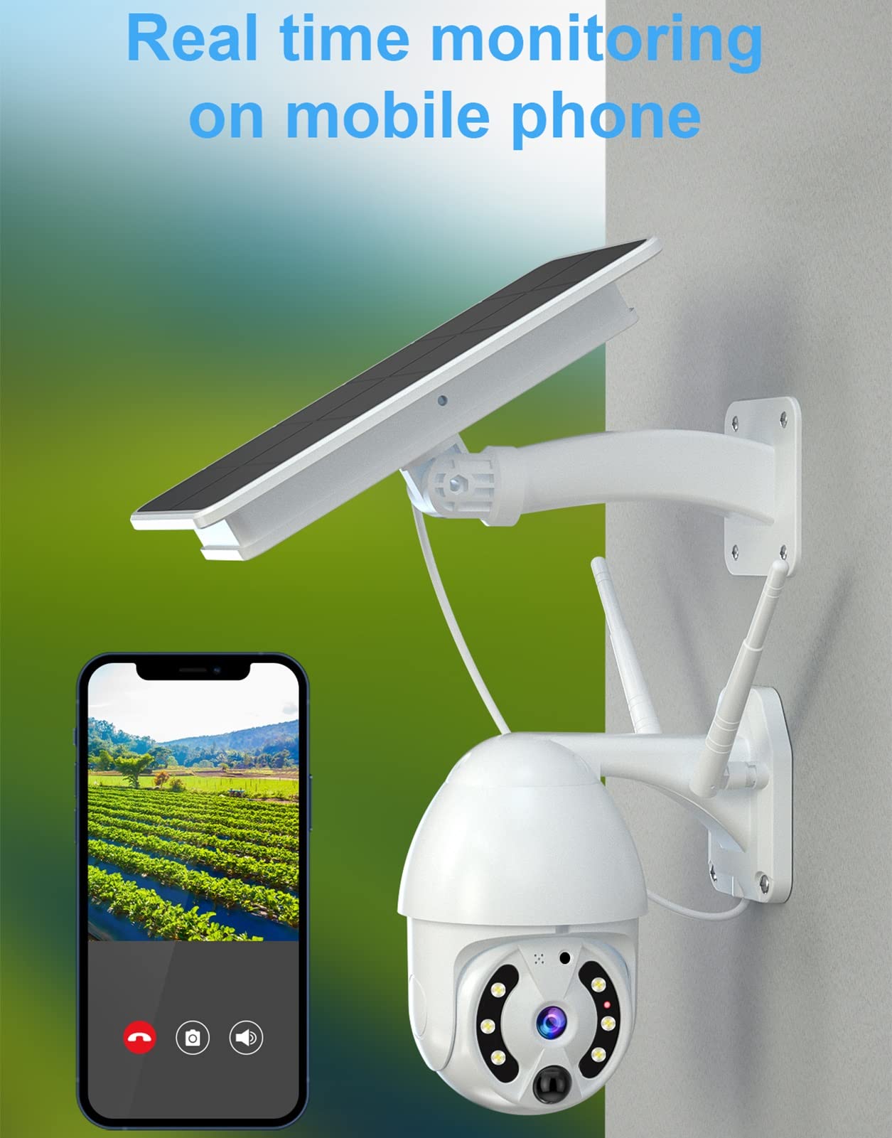 Outdoor Solar WiFi Security Camera with Floodlight - 2-Way Audio, PIR Human Detection, Color Night Vision, IP66 Waterproof, 5.8W Solar Charging - Ideal for Home Surveillance, Yard Monitoring & Business Security