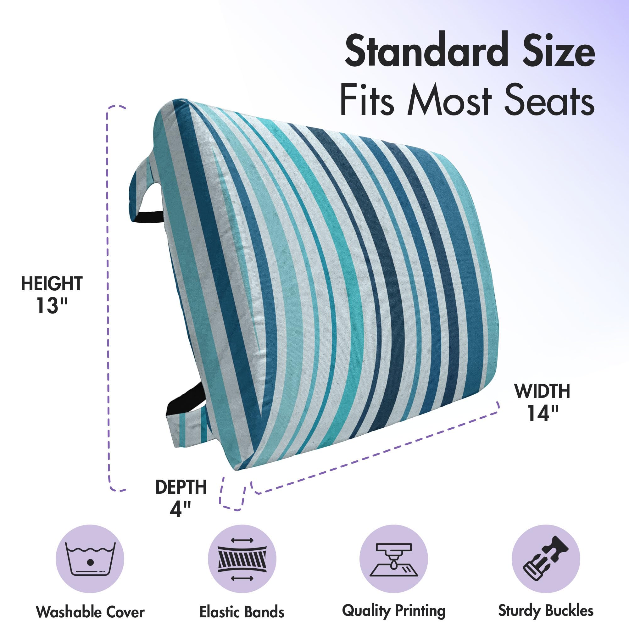 Ambesonne Abstract Lumbar Pillow - Vertical Striped Pastel Design with High Density Foam Support for Office & Car (14x13 Inches, Sky/Dark Blue) | Perfect for Back Pain Relief in Work Chairs, Long Drives & Home Decor