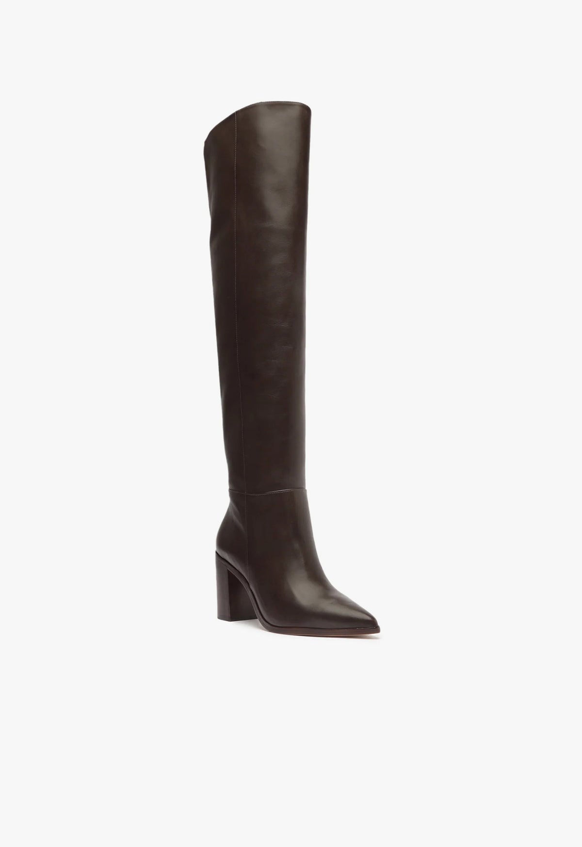 Magali Block Over the Knee Leather Boots for Women - Stylish High Heel Thigh High Boots with Chunky Block Heel - Perfect for Parties, Night Out & Winter Fashion