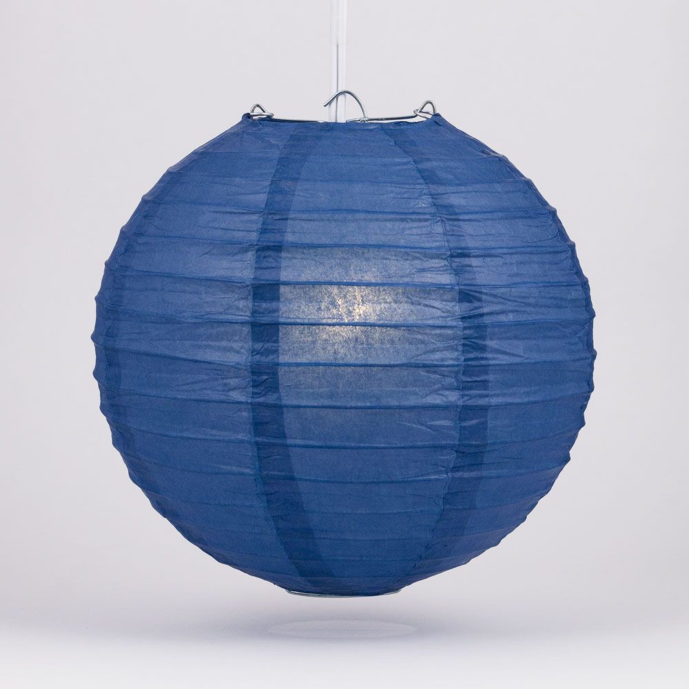 30 Pack Navy Blue Jumbo Round Paper Lanterns with Even Ribbing - Perfect for Wedding Decorations, Party Supplies & Home Decor