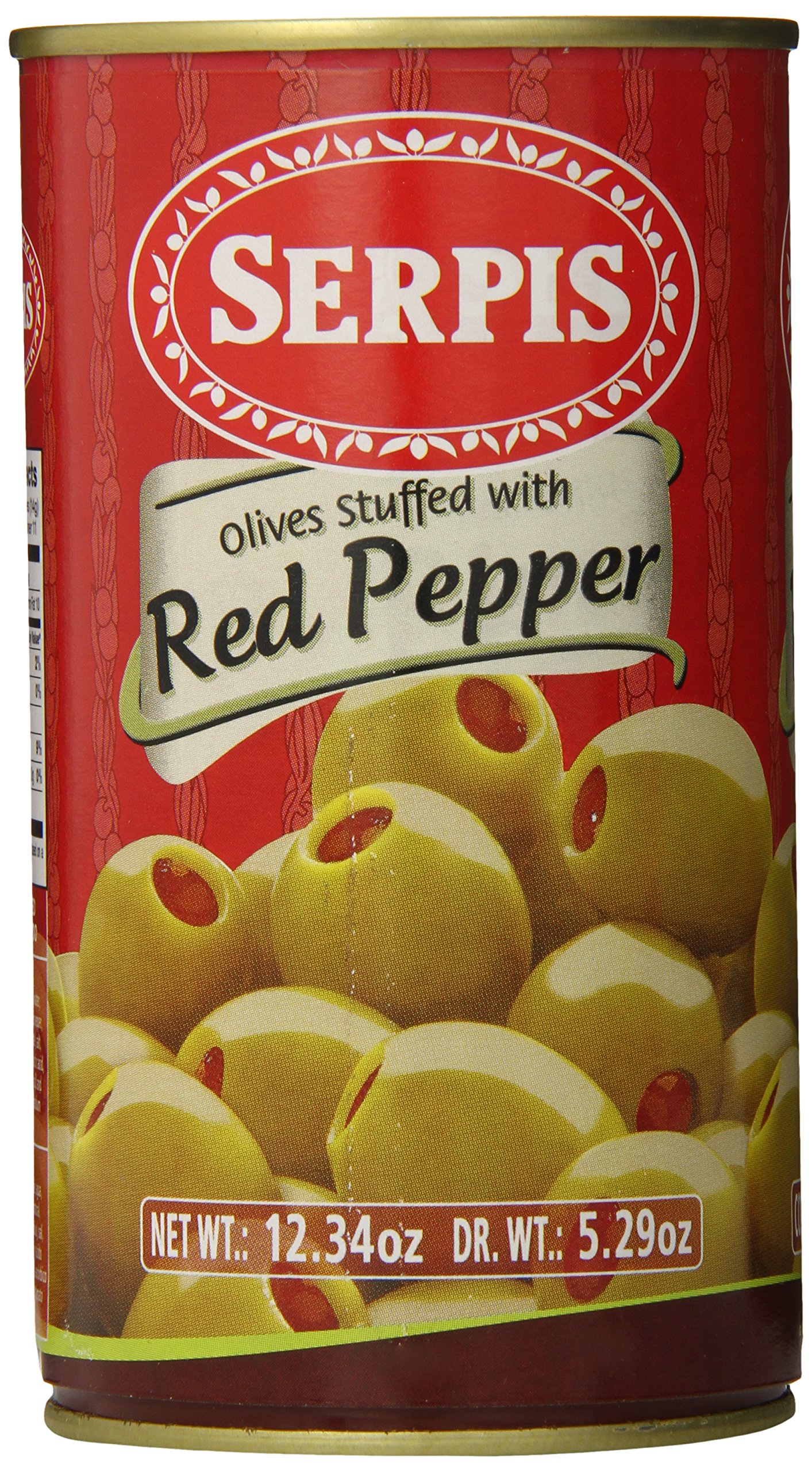 Premium Serpis Olives Stuffed with Red Pepper - 12.34oz (6-Pack) | Gourmet Spanish Appetizer for Charcuterie Boards, Tapas & Cocktail Parties