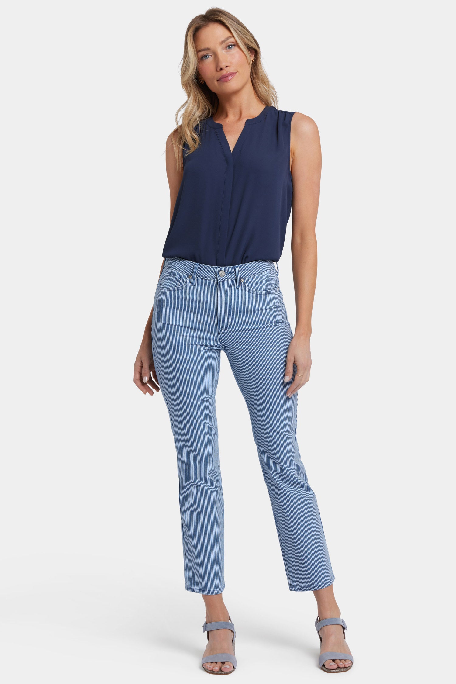 Billie Mini Bootcut Ankle Jeans - Women's High Waisted Stretch Denim Pants with Villa Vista Stripe | Perfect for Casual Outfits, Date Nights & Weekend Wear