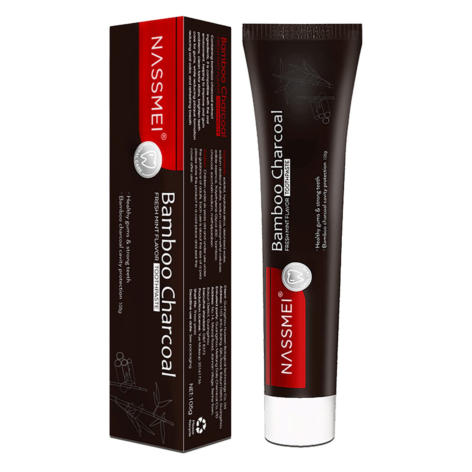 QICHA Natural Bamboo Charcoal Toothpaste for Teeth Whitening & Fresh Breath - Activated Charcoal, Mint Flavor, No Artificial Pigments - Ideal for Daily Oral Care & Whitening Routine