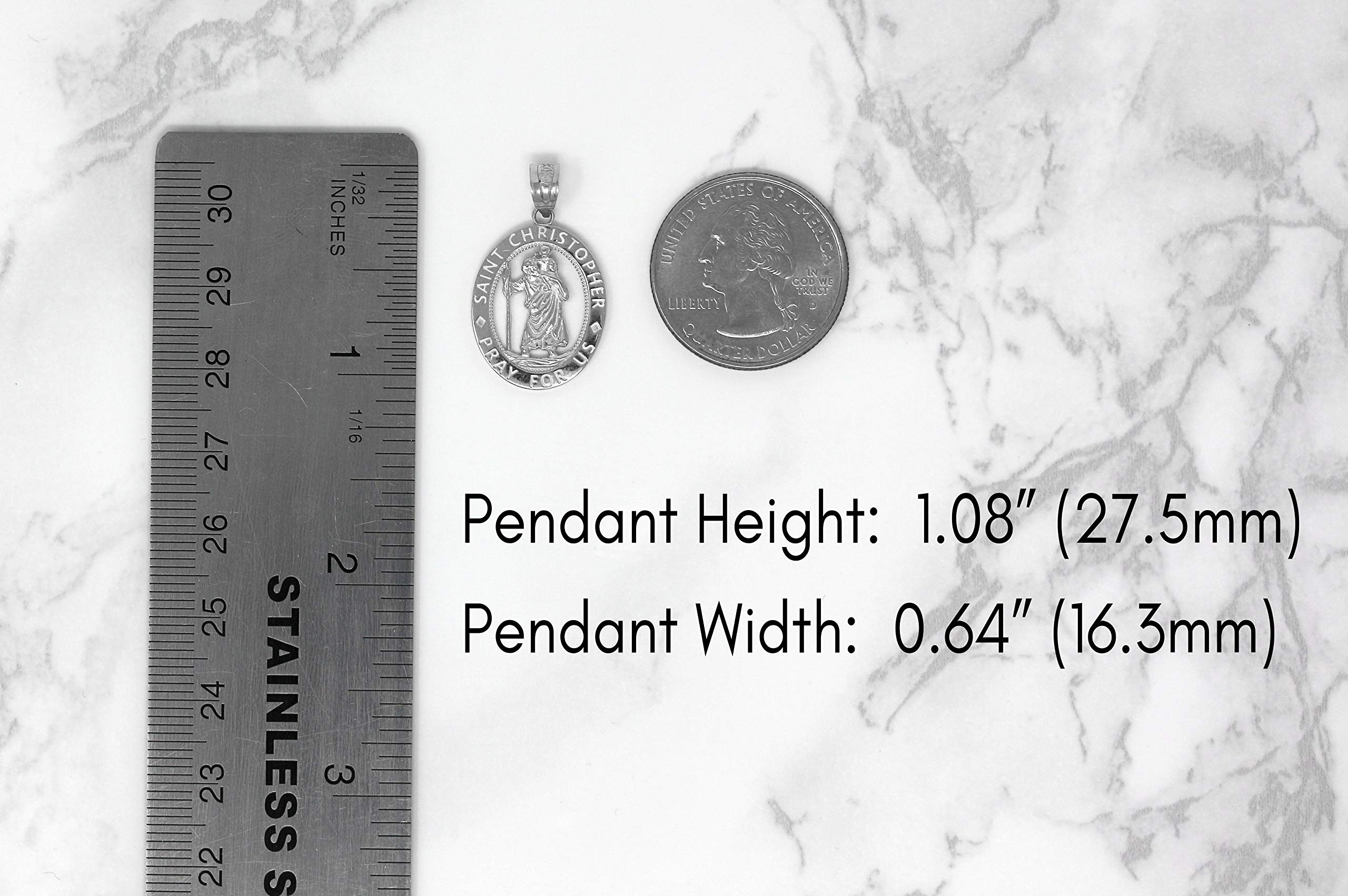 Pray for Us Sterling Silver Saint Christopher Oval Charm Pendant Necklace - Perfect for Religious Gifts, Baptisms & Everyday Faith Jewelry
