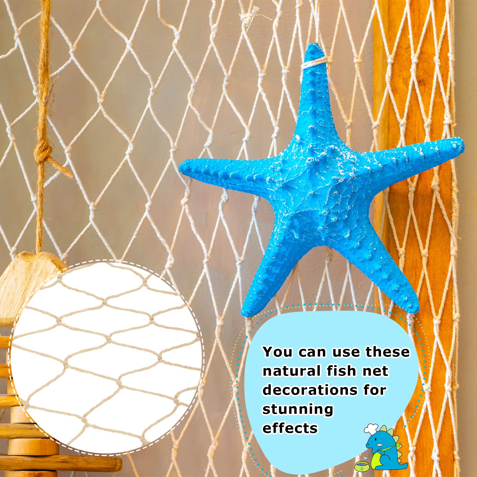 8-Piece Natural Cotton Fish Net Decorations - 78.7
