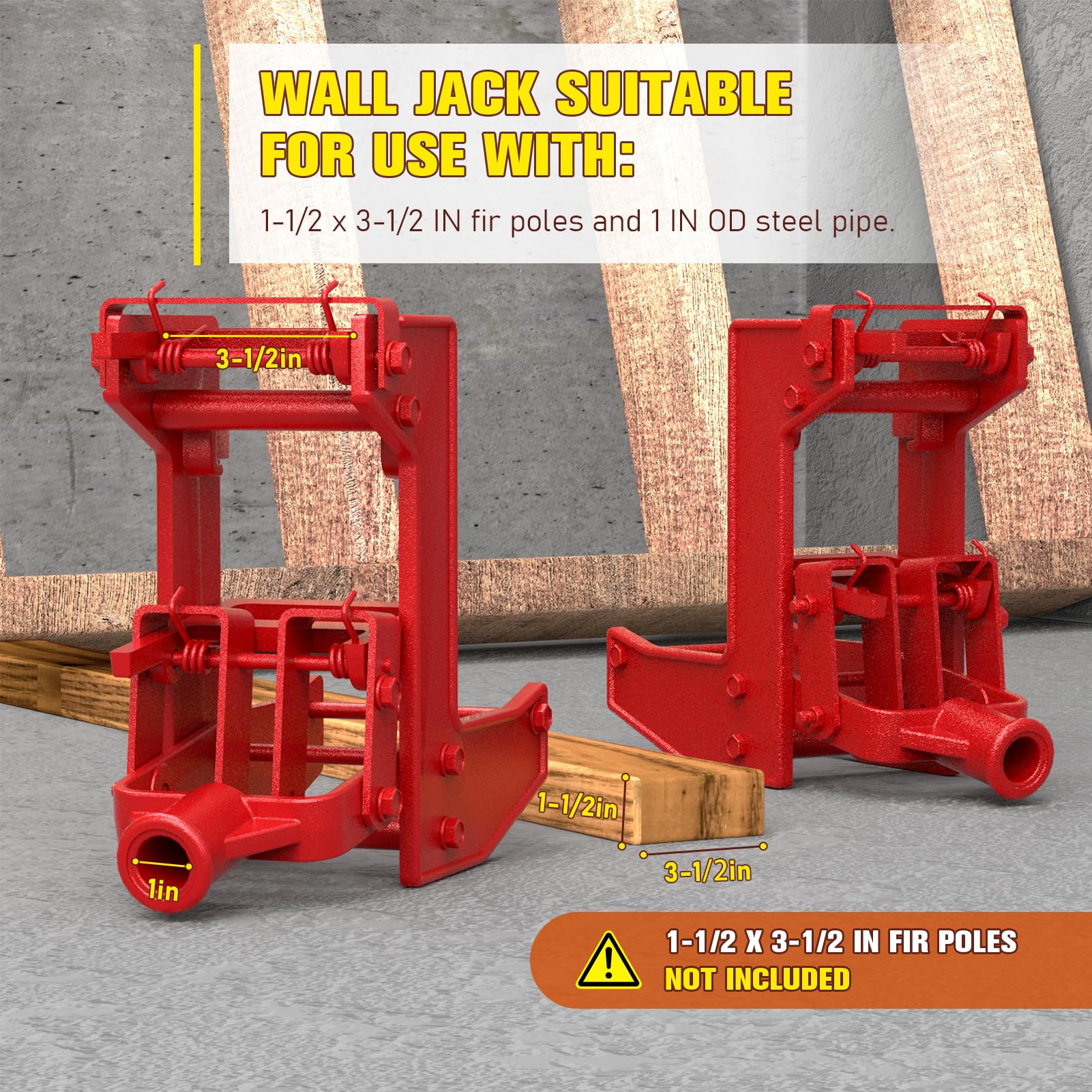 Heavy Duty Wall Jack for Framing - 1000 lbs Capacity, Portable Lifting Tool for 1-1/2