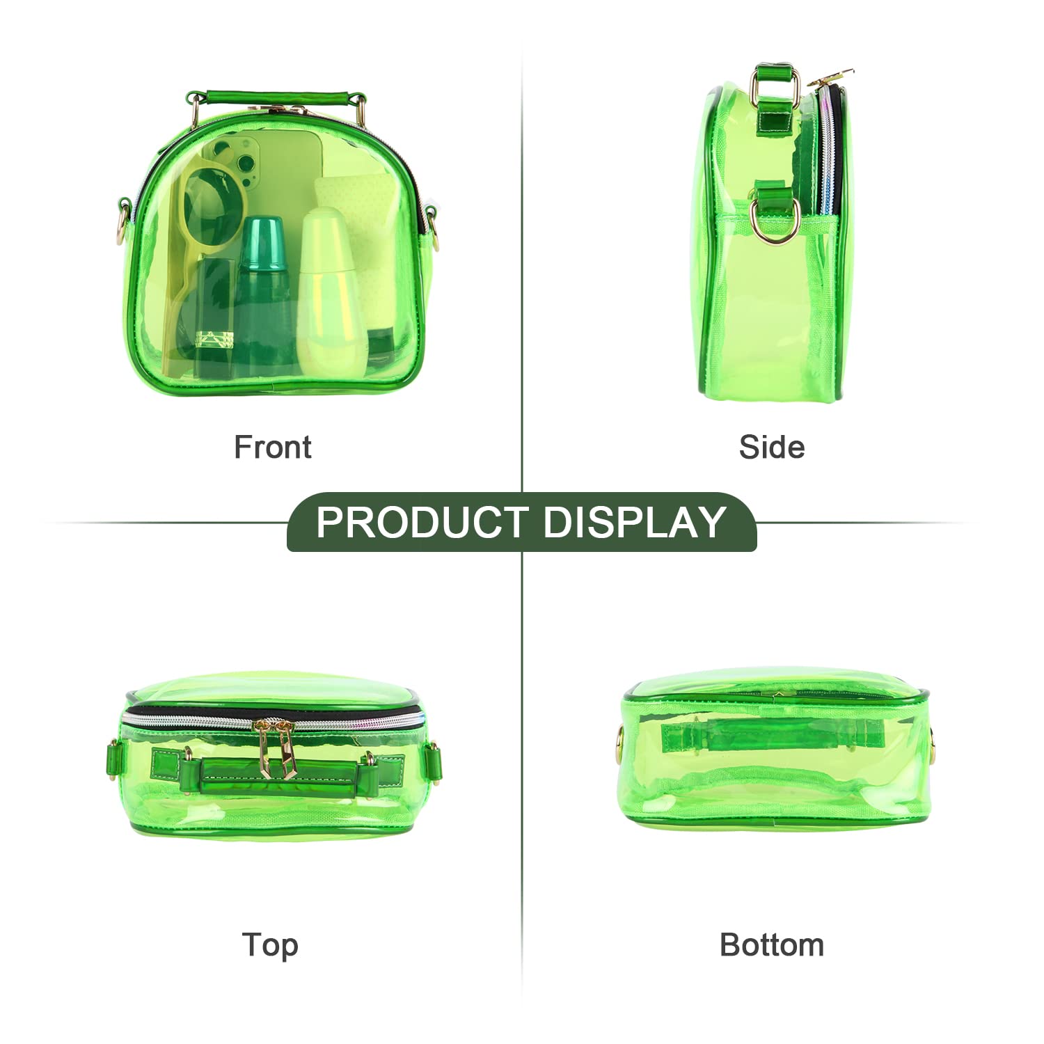 **Clear Crossbody Purse for Women - Neon Transparent Jelly Handbag, Stadium Approved See-Through Purse, Fashionable Sports Fan Accessory for Concerts, Festivals & Travel**