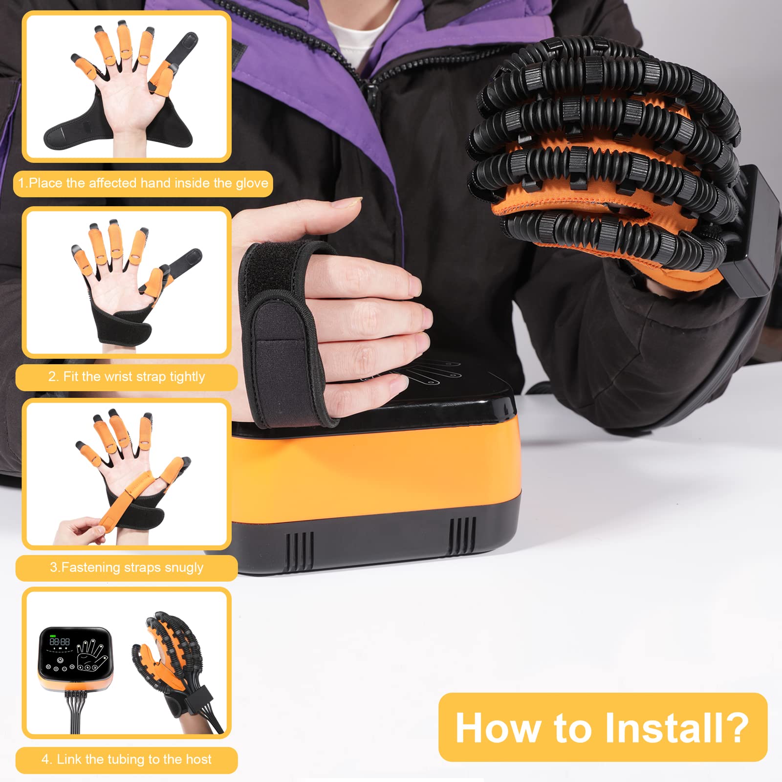 Upgraded Hand Rehabilitation Robot Gloves for Stroke Patients - Hand Therapy Equipment & Function Recovery Device - Hand Massager for Training & Mobility Improvement - Ideal for Post-Stroke Recovery & Physical Therapy at Home
