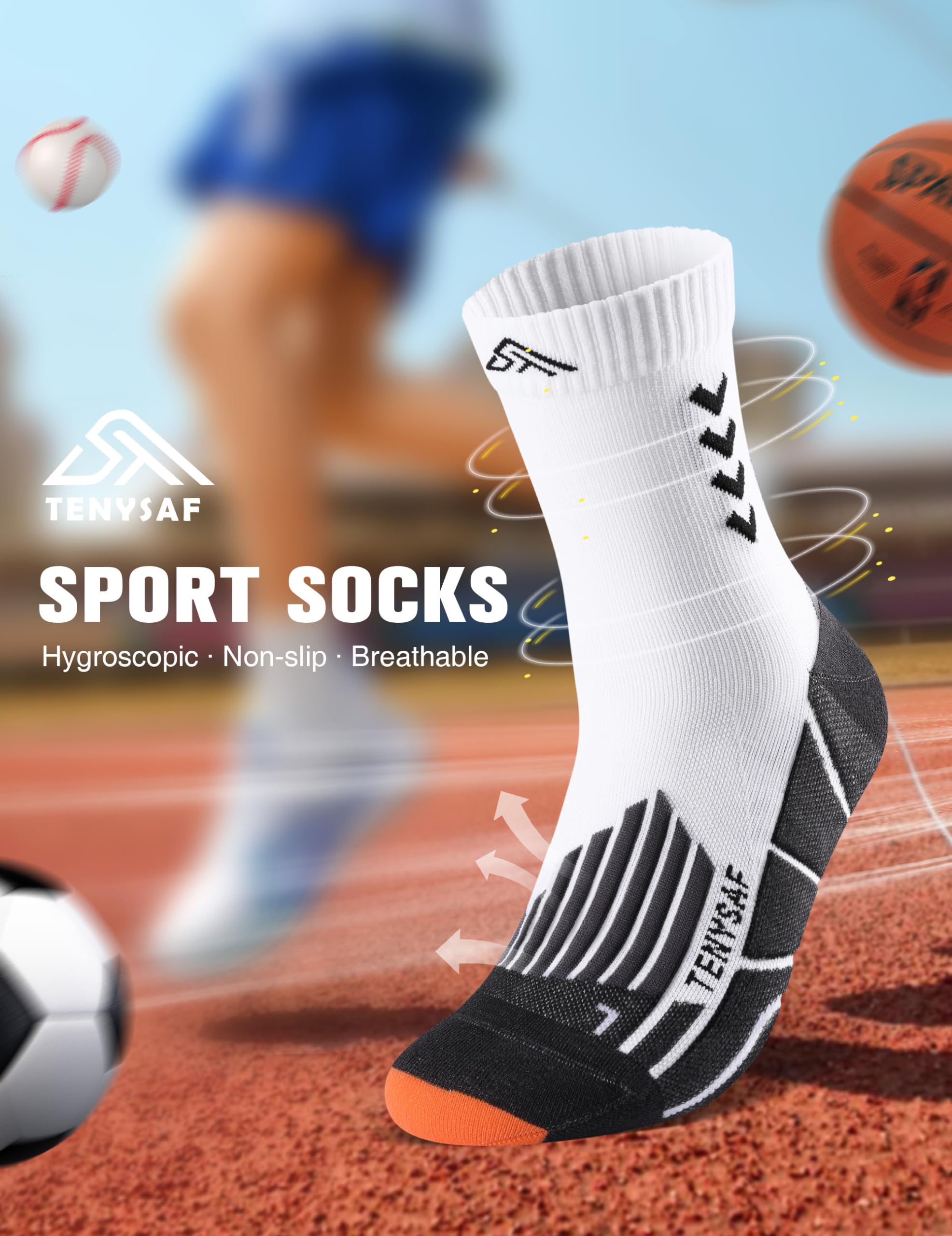 Compression Crew Running Socks for Men & Women - 3 Pairs Cushioned Athletic Socks for Work, Hiking, Basketball & Sports | Perfect for Workouts, Outdoor Activities & Daily Wear