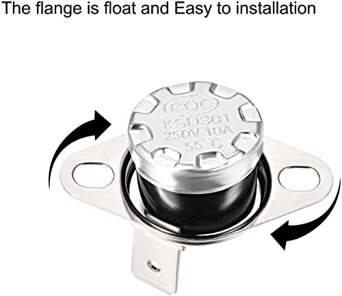 Heyiarbeit 5Pcs KSD301 Thermostat 55°C/131°F Normally Open N.O Adjustable Snap Disc Temperature Switch - Compatible with Microwave, Oven, Coffee Maker, Water Heater & Home Appliances