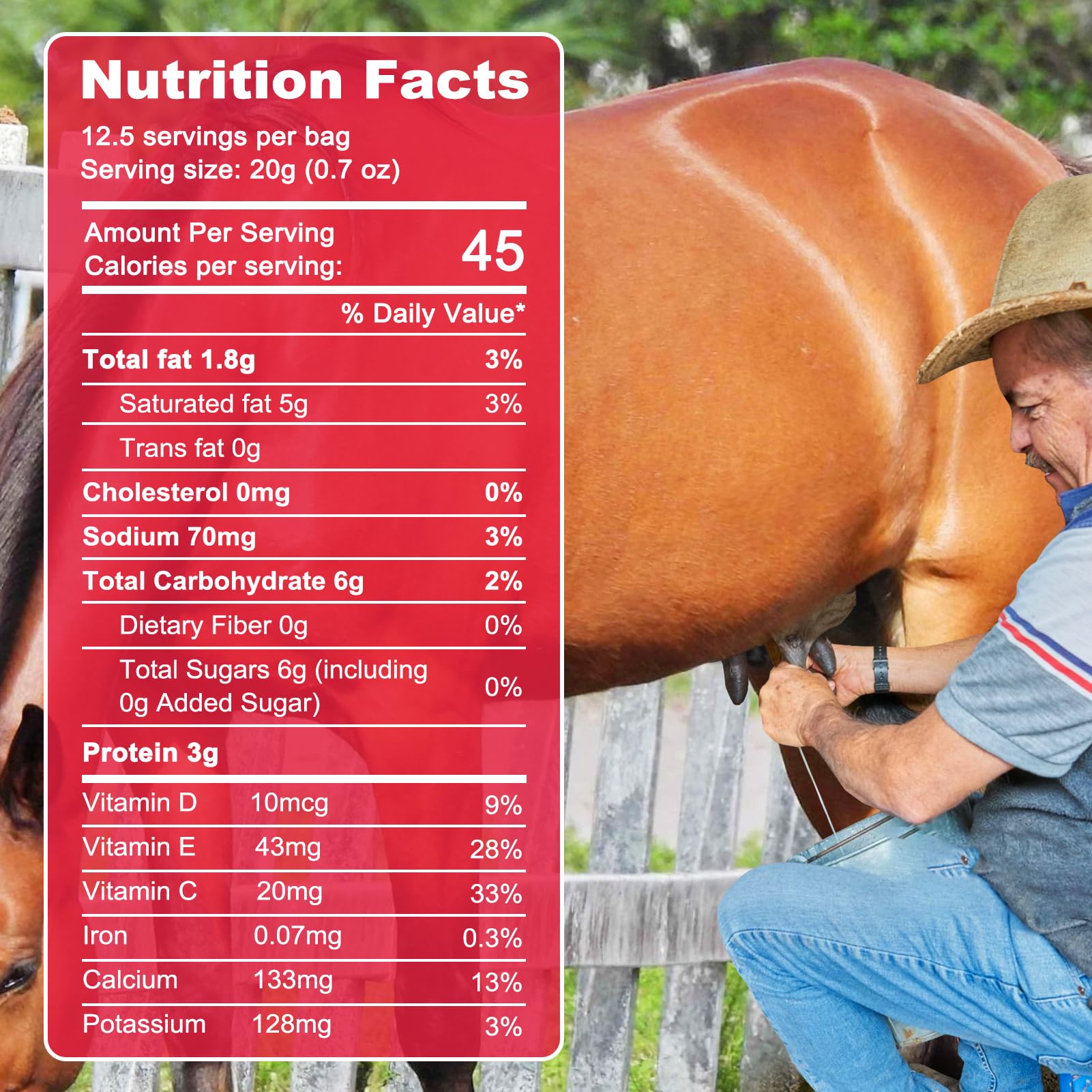 Pure Organic Horse Milk Powder 250g - 100% Natural, Halal Certified, Rich in Whey Protein | Hypoallergenic Alternative to Camel, Goat & Cow Milk | Immune System Booster | Great for Lactose Intolerance, Baby Formula & Healthy Digestion