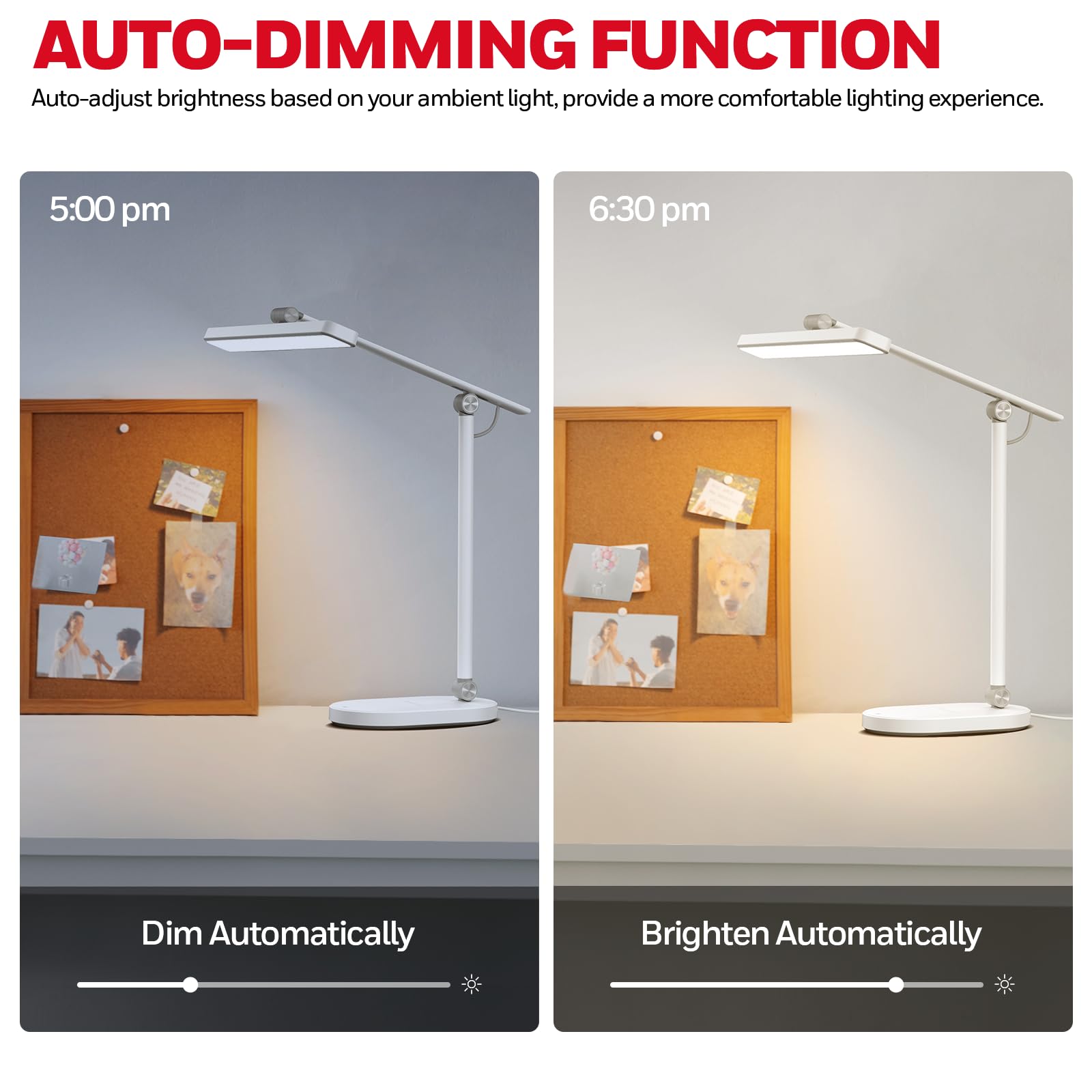 Honeywell H4 Sunturalux™ Eye-Caring LED Desk Lamp - 700LM Dimmable Adjustable Reading Light with Timer & Touch Control for Home Office, Study, Bedroom - Perfect for Night Reading, Computer Work and Relaxation