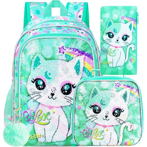 Girls Cat Sequins Backpack