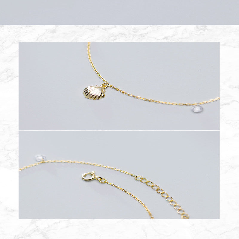 Diamond Shell Jewelry - Elegant Pendant Necklace for Women - Perfect for Beach Weddings & Summer Fashion