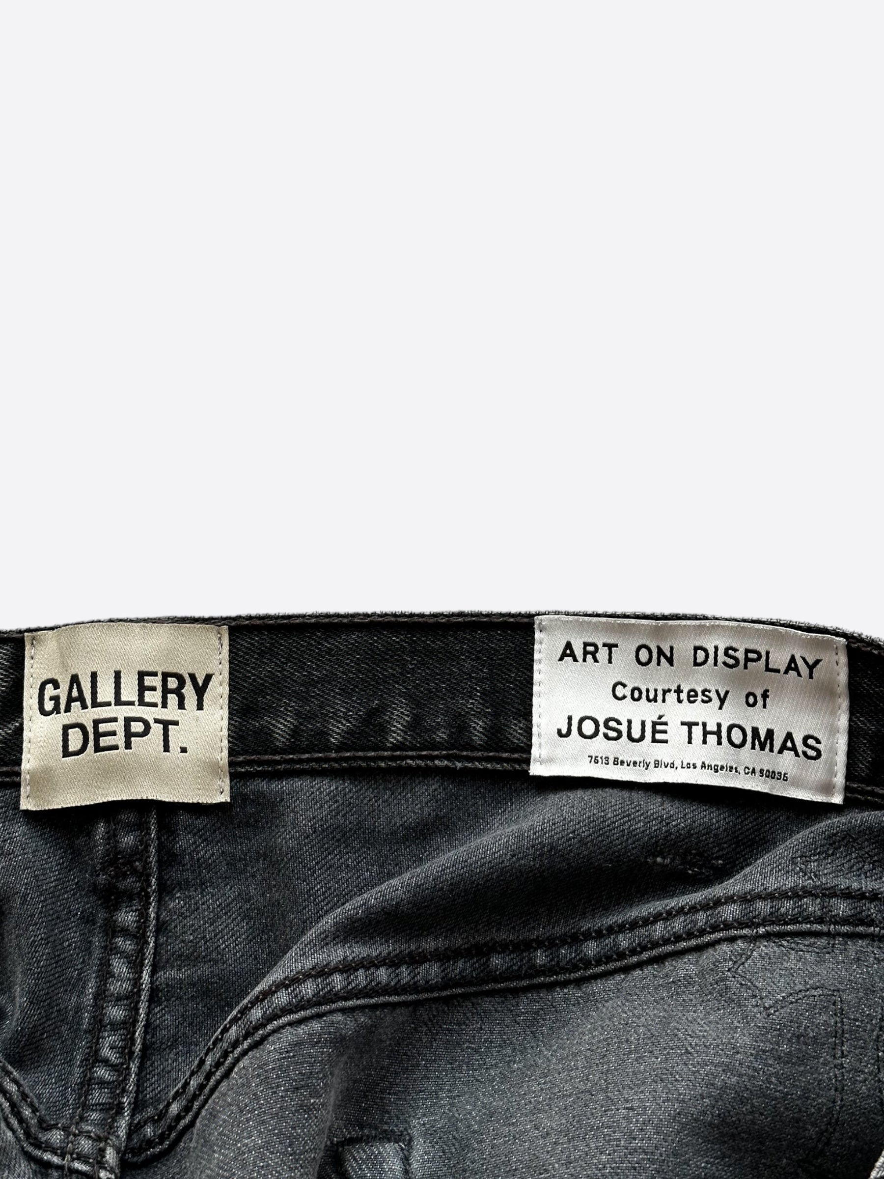 Chrome Hearts x Gallery Dept x Levis Grey & Black Cross Patch Distressed Jeans for Men - Vintage Denim Pants with Unique Design, Perfect for Streetwear & Casual Outfits