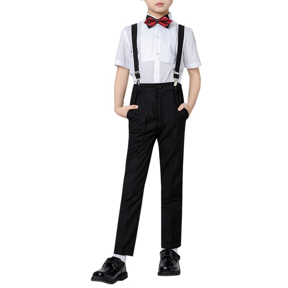 Toddler Boys Dress Pants with Suspenders & Bowtie - Formal Outfit for Weddings & Parties