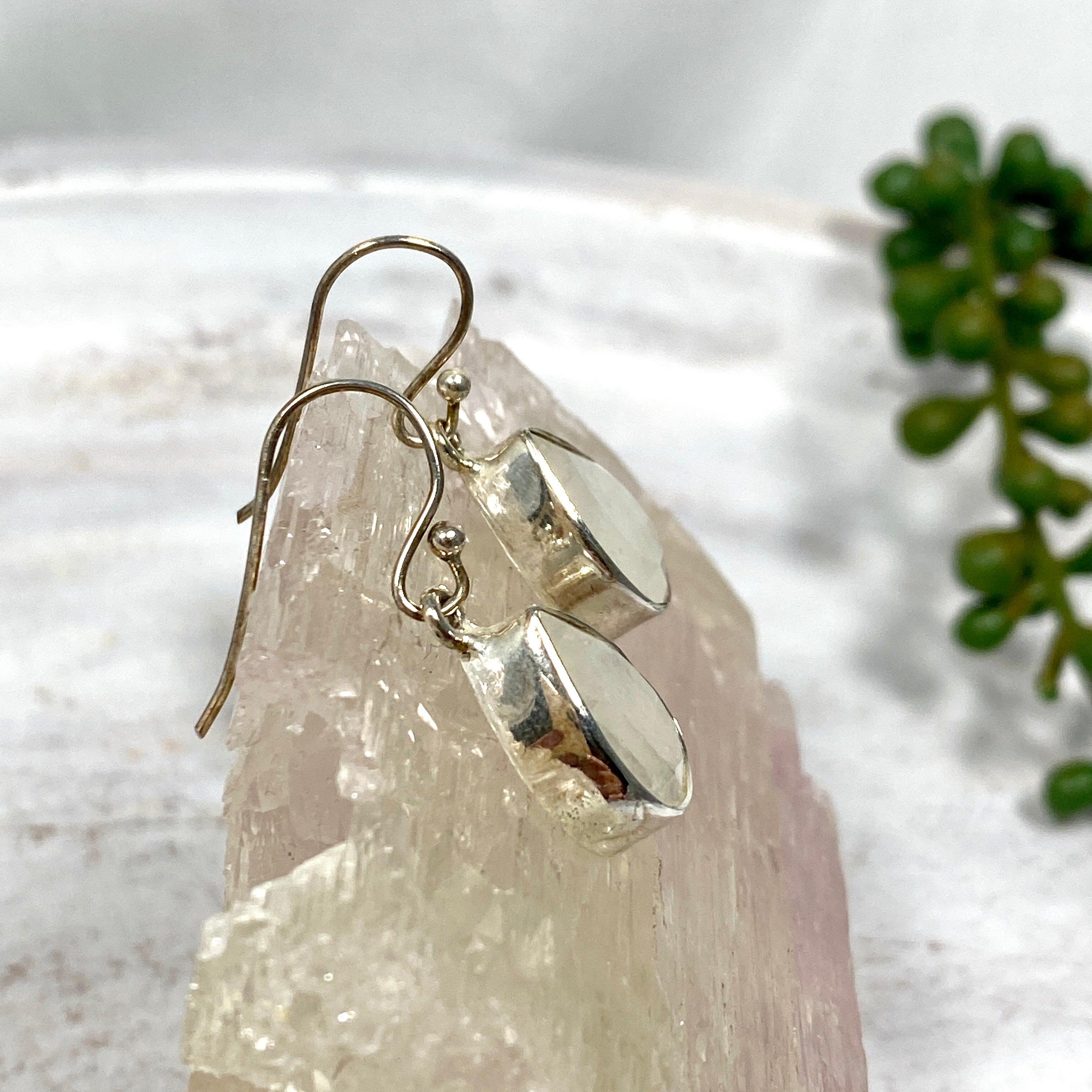 Rainbow Moonstone Faceted Teardrop Earrings for Women - Elegant Dangle Drop Earrings for Wedding, Party & Everyday Wear - KEGJ796