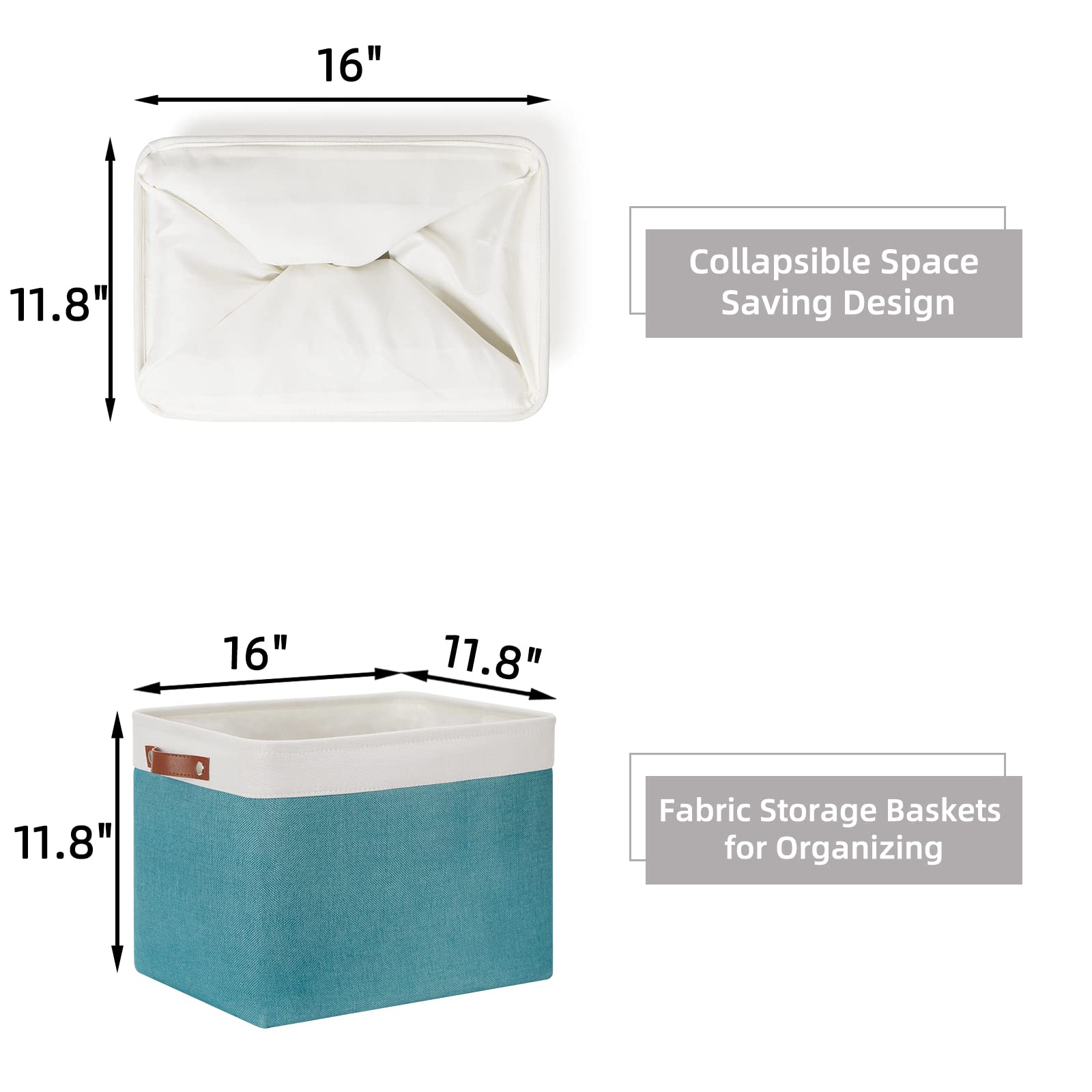 Extra Large Fabric Storage Bins [2 Pack] - 16