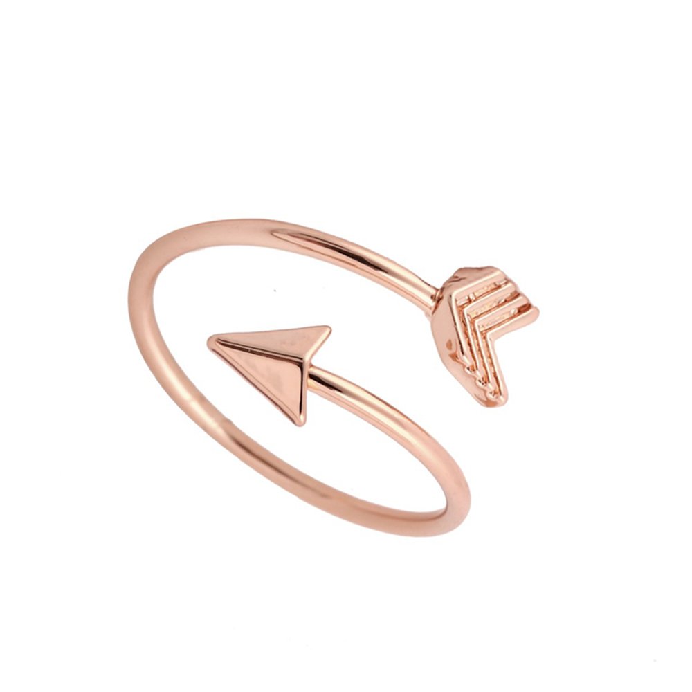 NOUMANDA Adjustable Gold Silver & Rose Gold Plated Arrow Rings for Women - Dainty Minimalist Stackable Jewelry for Everyday Wear, Gifts & Special Occasions