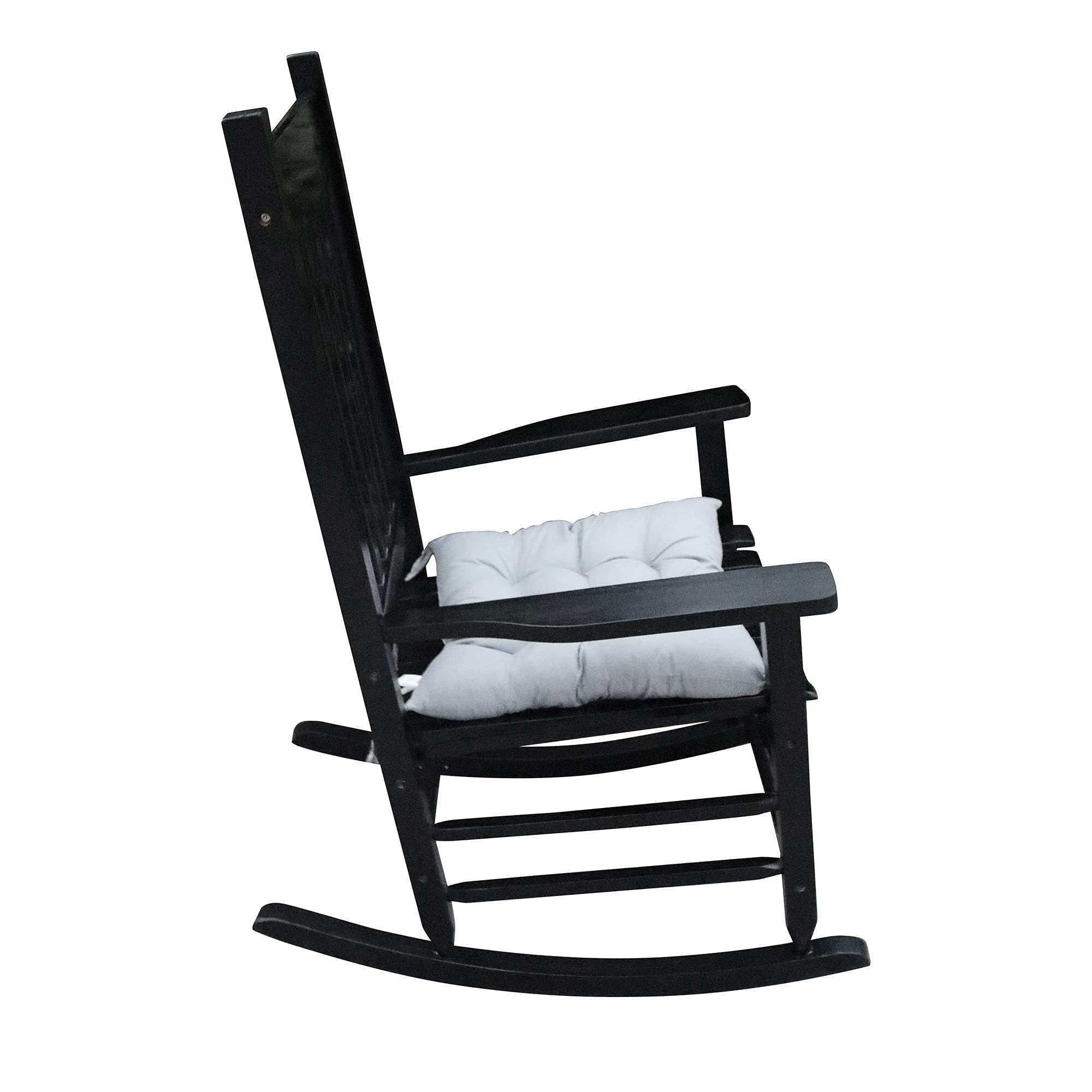 Premium Black Wooden Porch Rocking Chair - Classic Outdoor Rocker for Patio, Garden & Deck - Relaxing Comfort for Porch Swings & Backyard Lounging