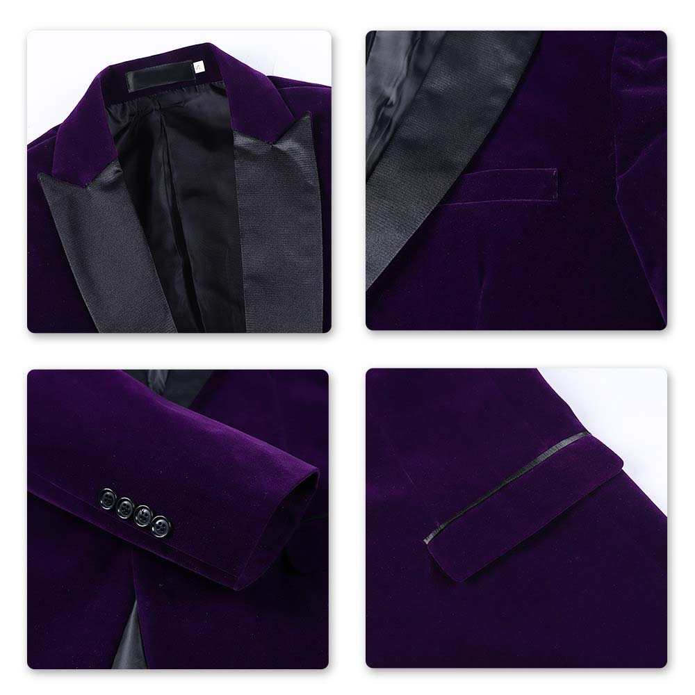 Slim Fit 2 Piece Purple Pleuche Velvet Tuxedo Suit for Men - Elegant Formal Wear for Weddings, Prom & Special Occasions