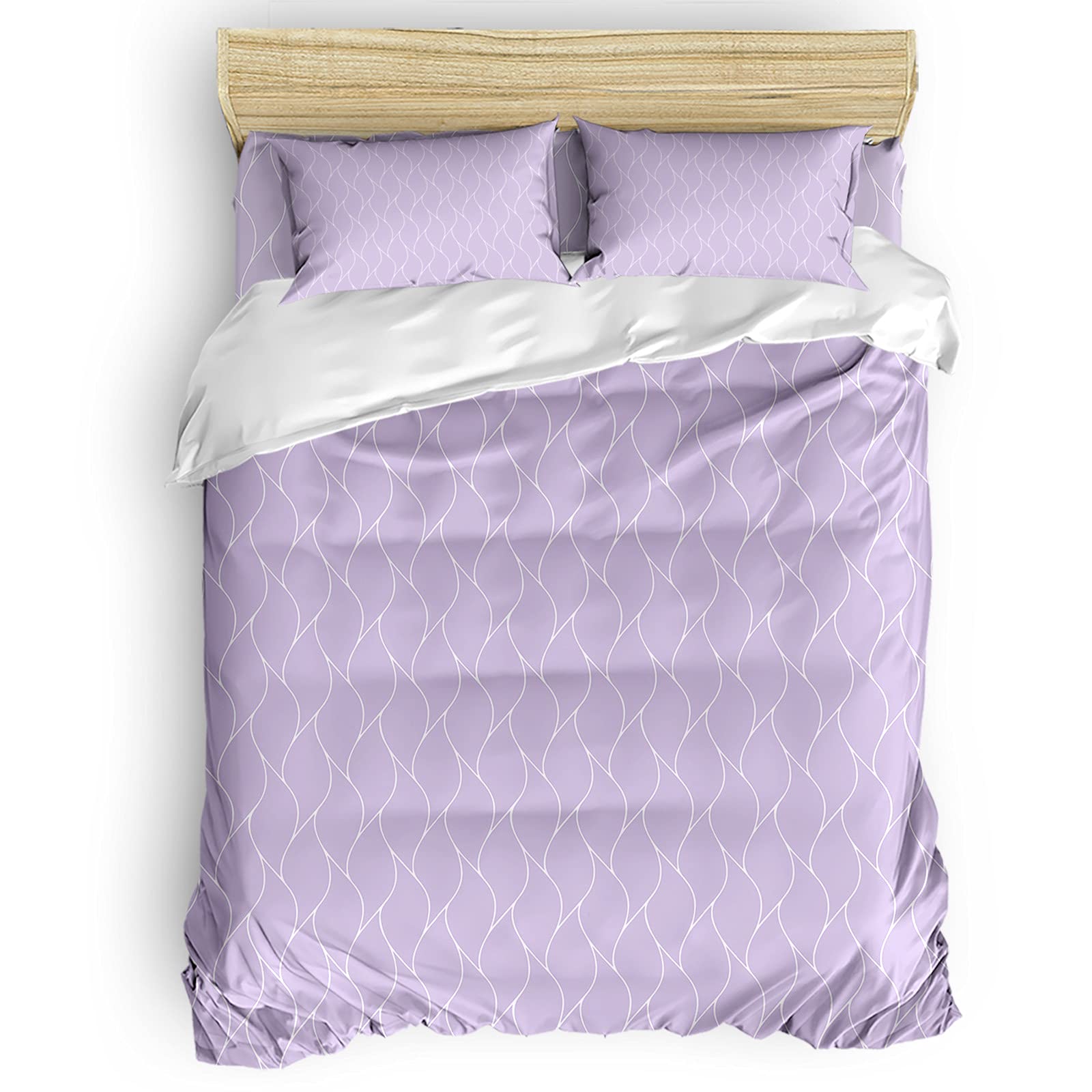 Modern Geometric Textured California King Comforter Set - Purple Lightweight Breathable Polyester Bedding with Duvet Cover, Sheet & 2 Pillow Shams | Luxury Bedroom Decor for Master Suite & Guest Room