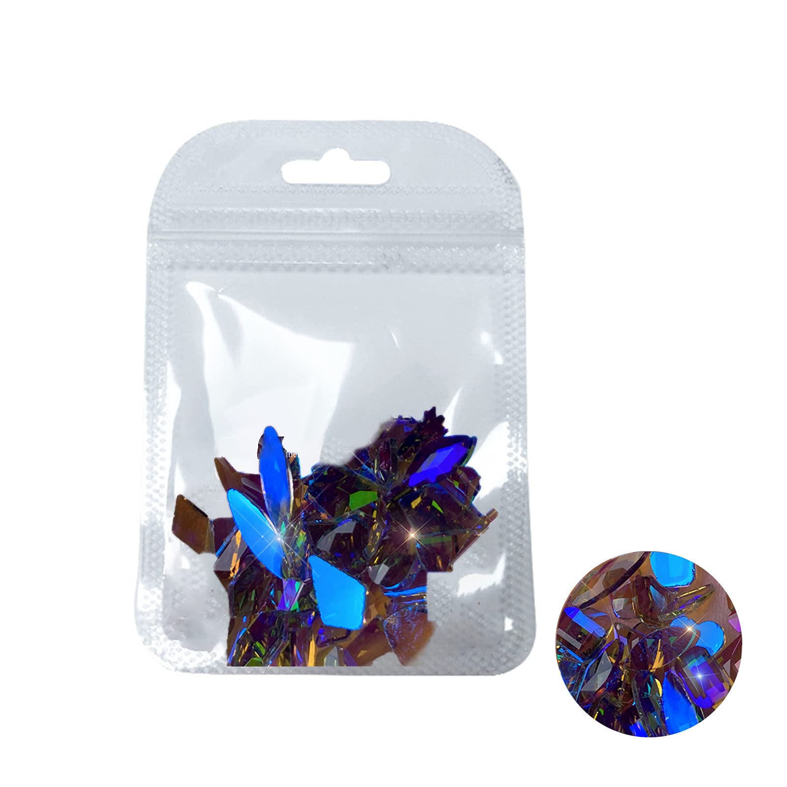 50Pcs/Set Aurora Effect Flat Back Rhinestones - Mixed Shapes & Colors for Nail Art, Manicure, Salon - 3D Glass Stones for DIY Nail Designs, Wedding, Party & Special Occasion Nail Decorations