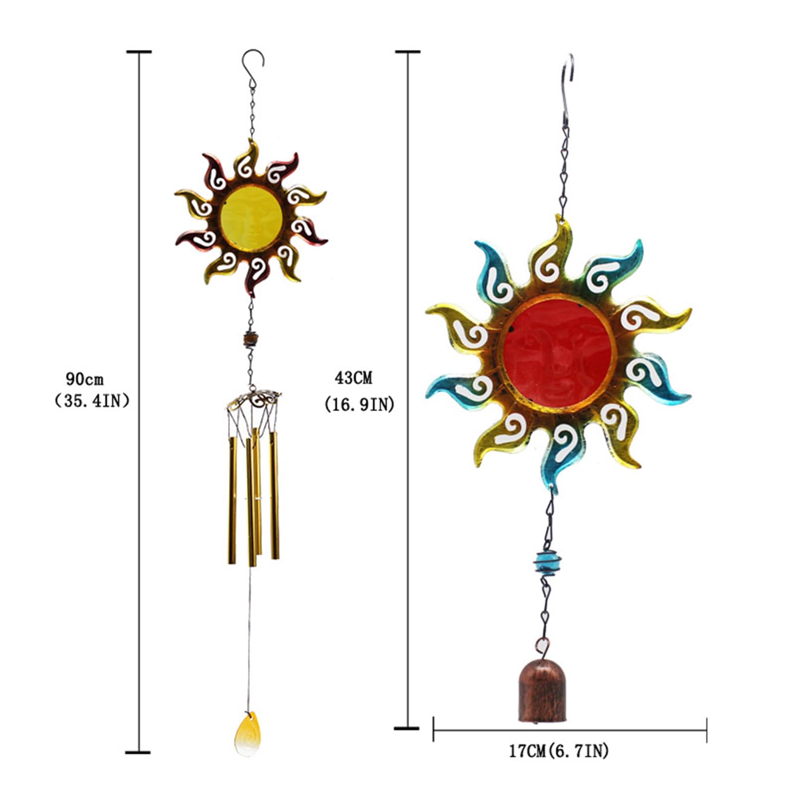 Sun-Shaped Waterproof Outdoor Hanging Bell Decor - Garden, Balcony & Party Festival Decoration | Weather-Resistant Metal Wind Chime for Patio, Yard & Seasonal Celebrations