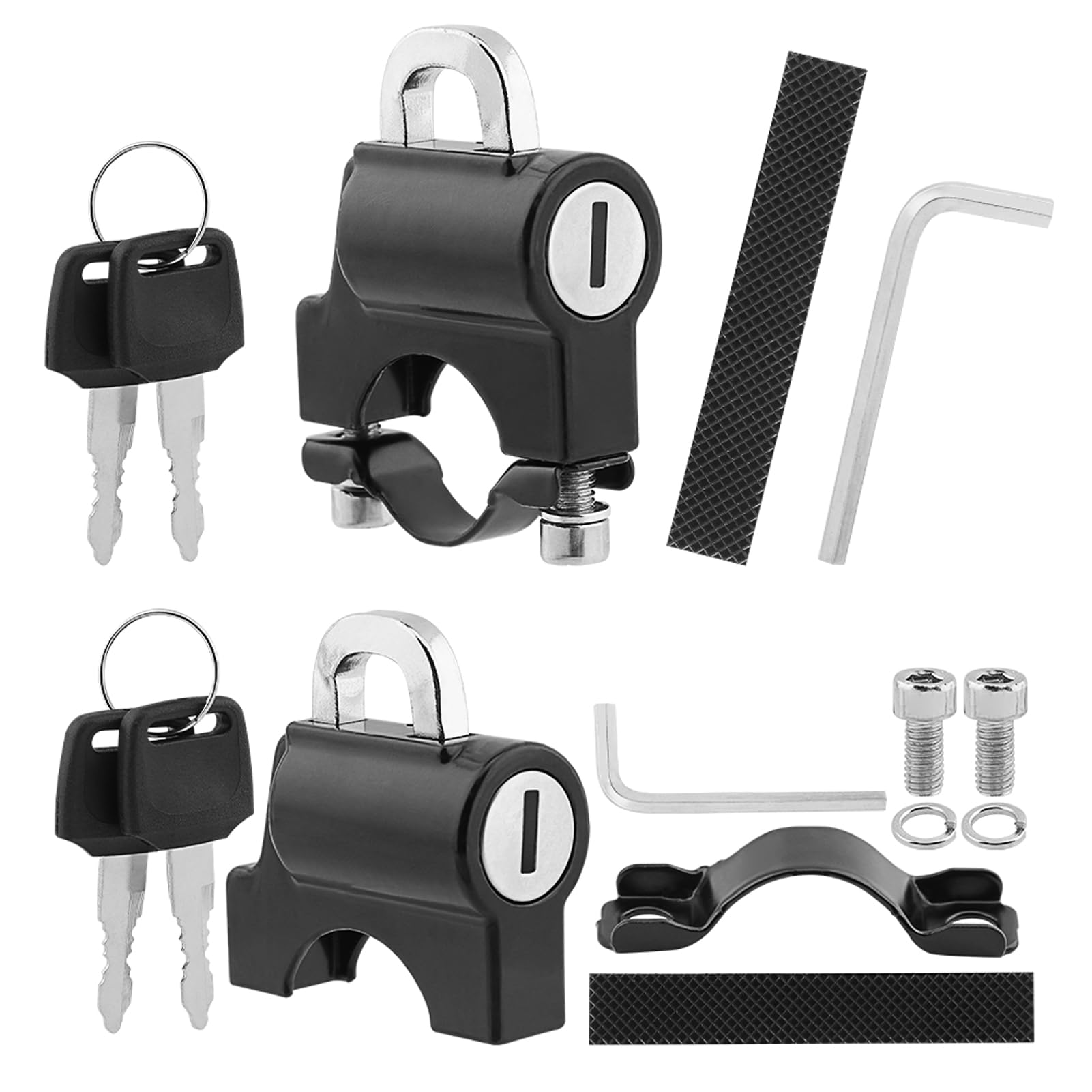 2 Pack Motorcycle Helmet Locks - Universal 22-24mm Handlebar Mount for Motorbikes & Bikes - Durable Black Helmet Security Accessories (Perfect for Parking, Commuting & Outdoor Riding)