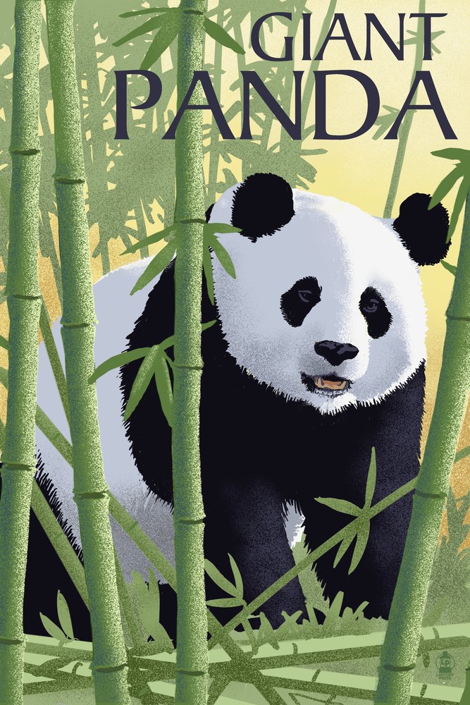 Giant Panda Giclee Art Print - 16x24 Inch Premium Wall Decor, Travel Poster for Home & Office | Perfect for Living Room, Bedroom, or Gift