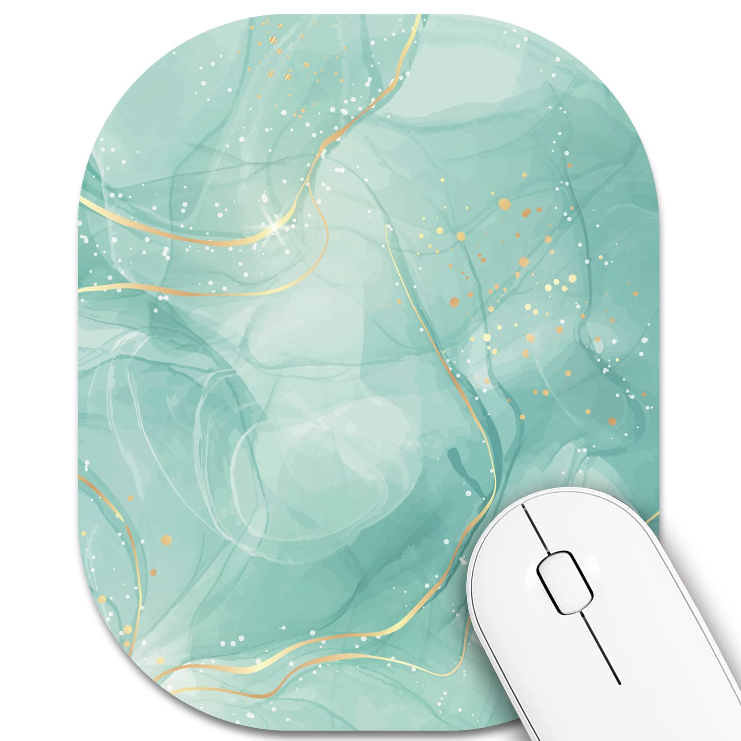 6x7 Inch Small Mouse Pad for Laptop - Non-Slip Rubber Base Waterproof Mouse Mat - Mini Wireless Mouse Pad for Home Office & Travel - Light Green Marble Design - Perfect for Desktops, Laptops & Workspaces