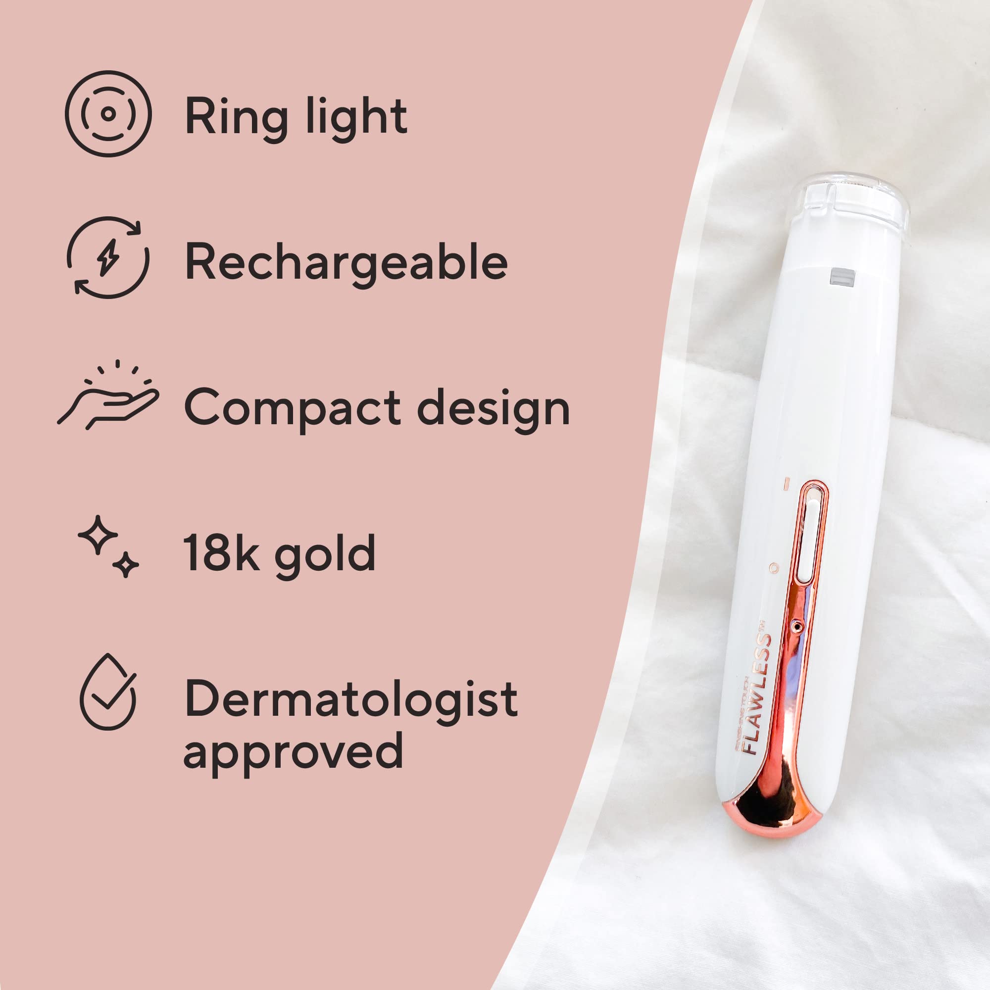 Finishing Touch Flawless Body Touch Up - Women's Electric Razor for Smooth Skin, Painless Hair Removal & Stubble Shave | Perfect for Legs, Bikini Line & Underarms | Portable & Rechargeable