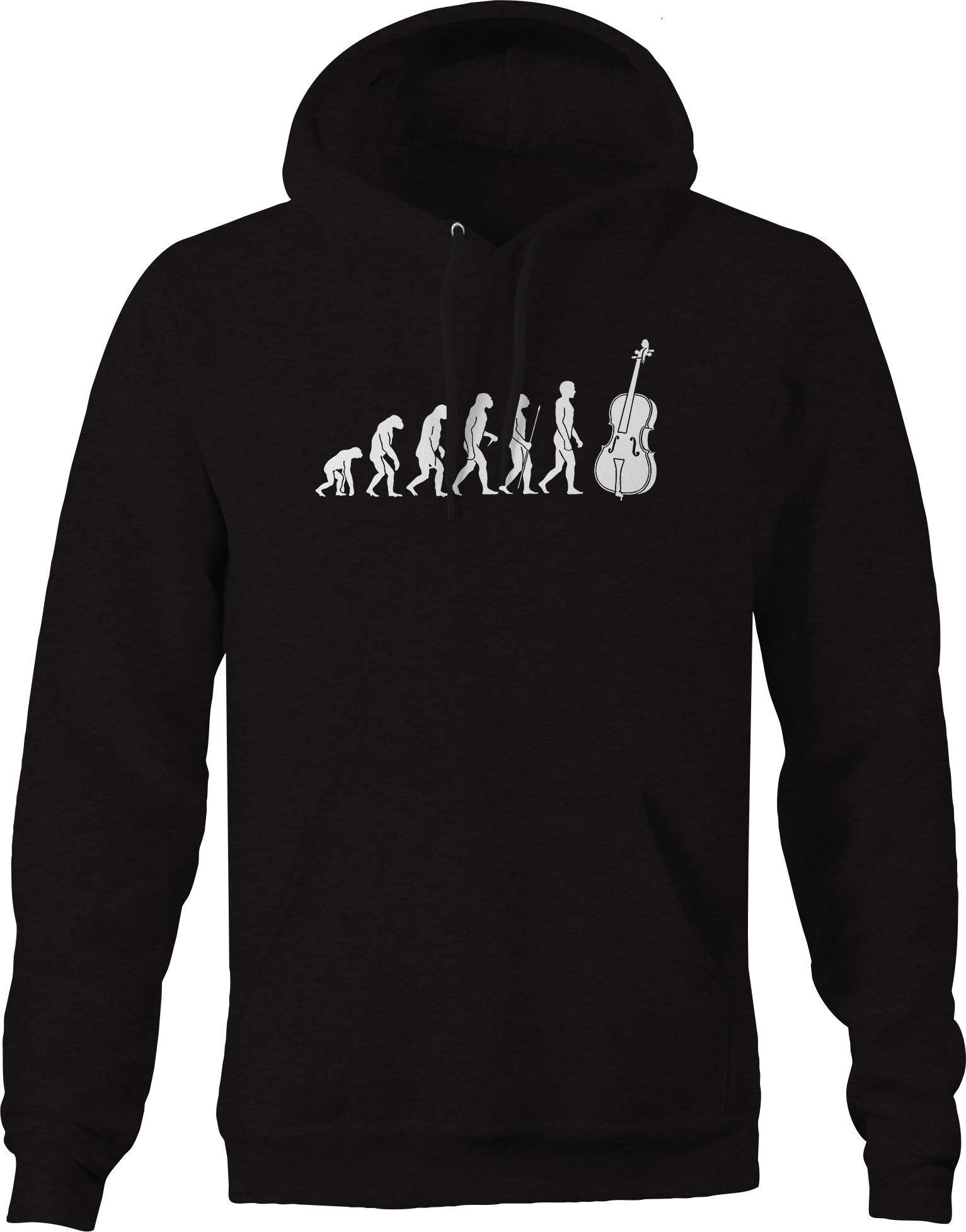 Evolution of Man Novelty Cello Print Hoodies for Men - Black | Funny Graphic Sweatshirt for Music Lovers & Casual Wear