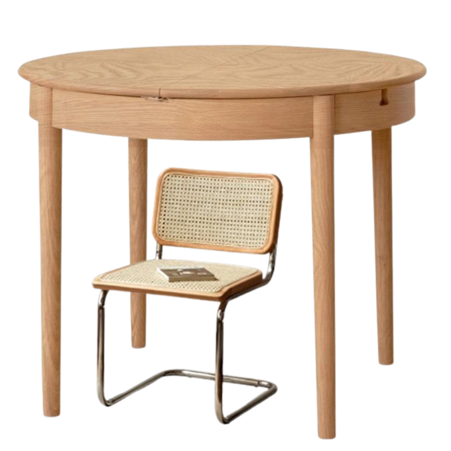 (39.4-51.2)x39.4x29.5 inch / (100-130)x100x75 cm / natural wood color / folding round table+4 pcs chair