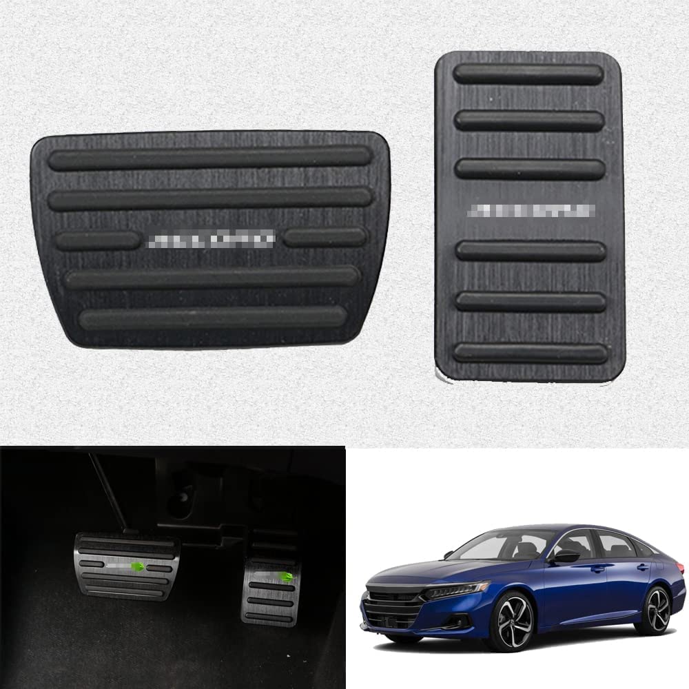 Custom Aluminum Alloy Gas & Brake Pedal Covers for Honda 10th Gen Accord 2018-2022 - Anti-Slip No Drilling Foot Pedal Pads (2-Piece Set, Blue/Black) - Perfect for Car Interior Upgrades & Enhanced Driving Safety